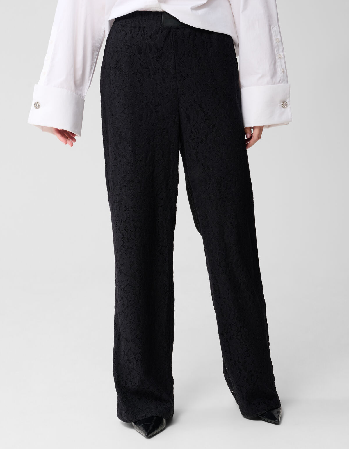 Kanten Wide Leg Broek Zwart SHOEBY WOMEN