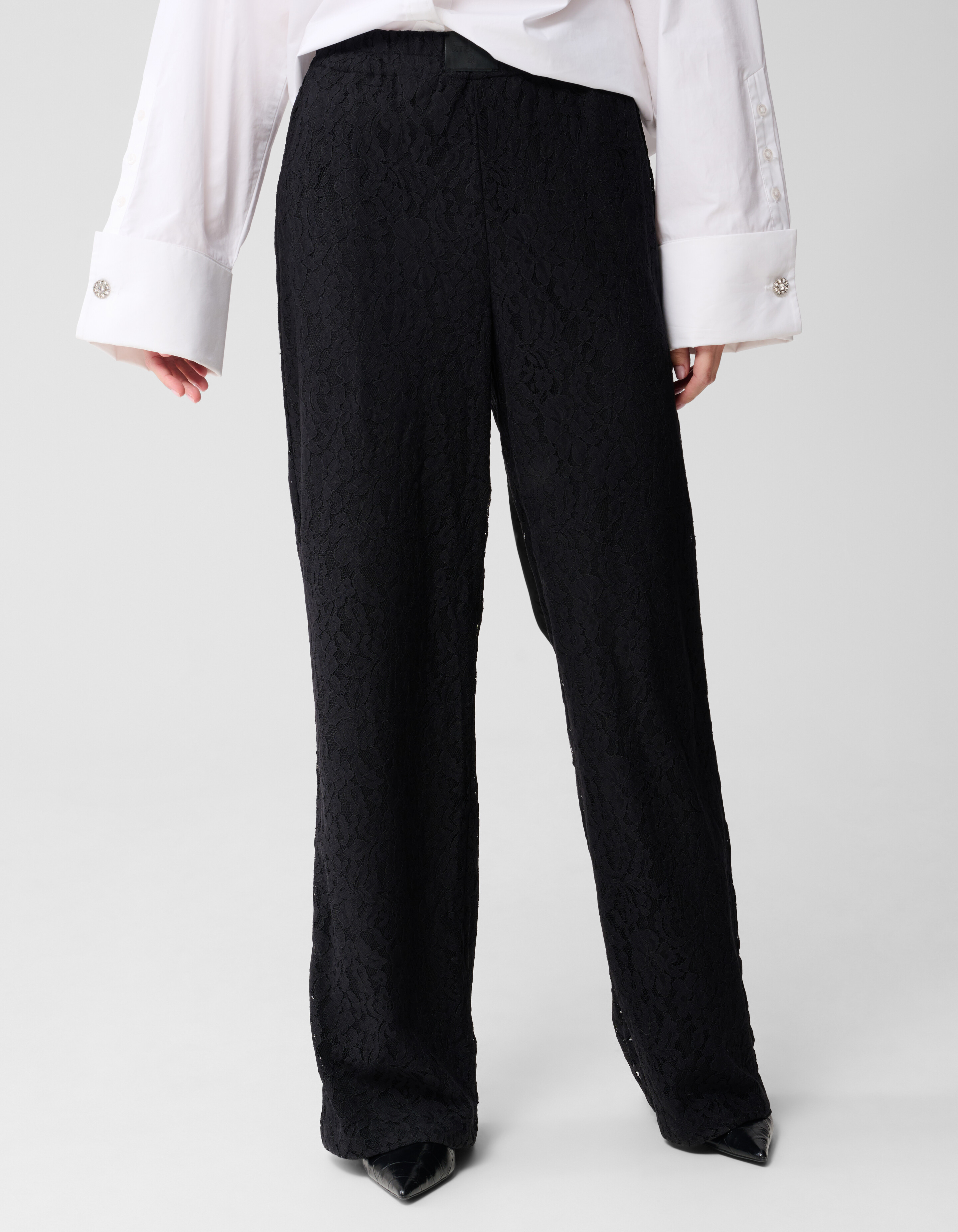 Kanten Wide Leg Broek Zwart SHOEBY WOMEN