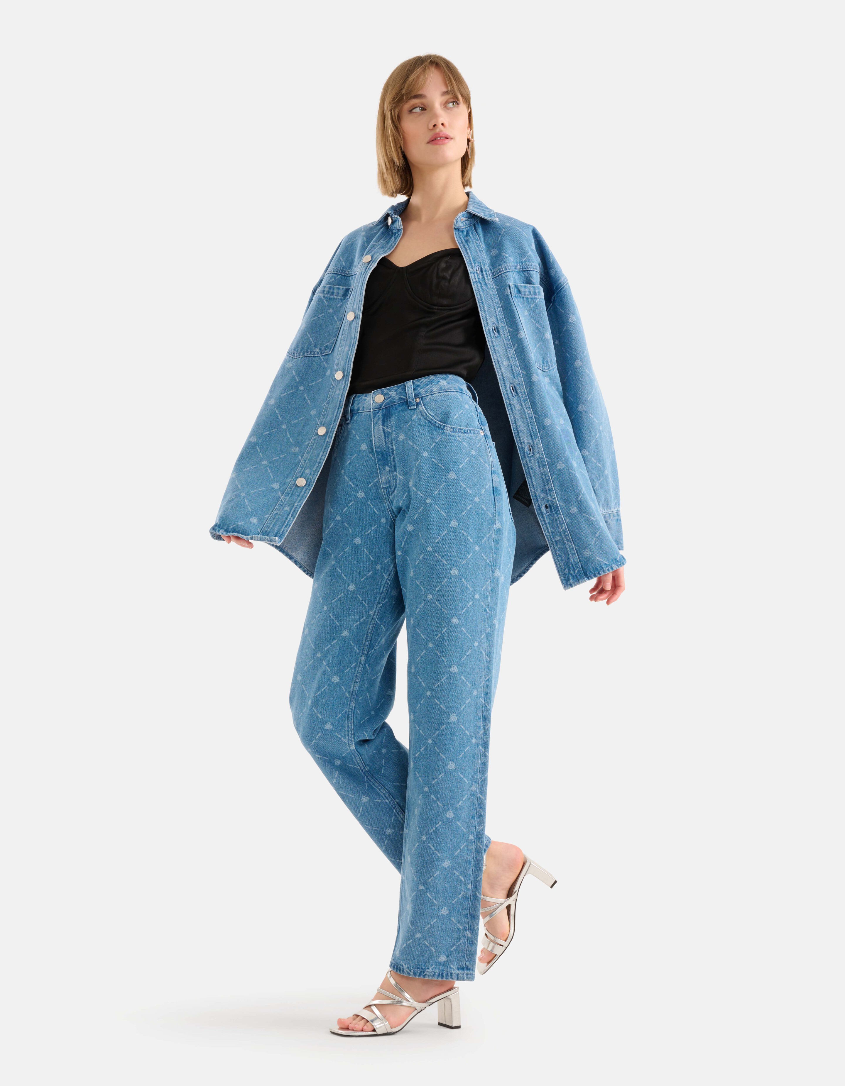 Printed Straight Jeans Blauw SHOEBY WOMEN