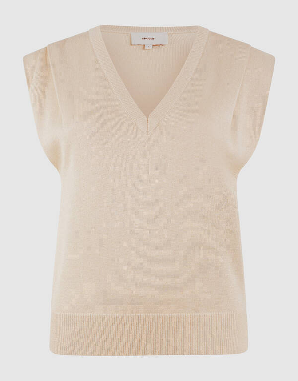 Glitter V-Neck Top Zand SHOEBY WOMEN