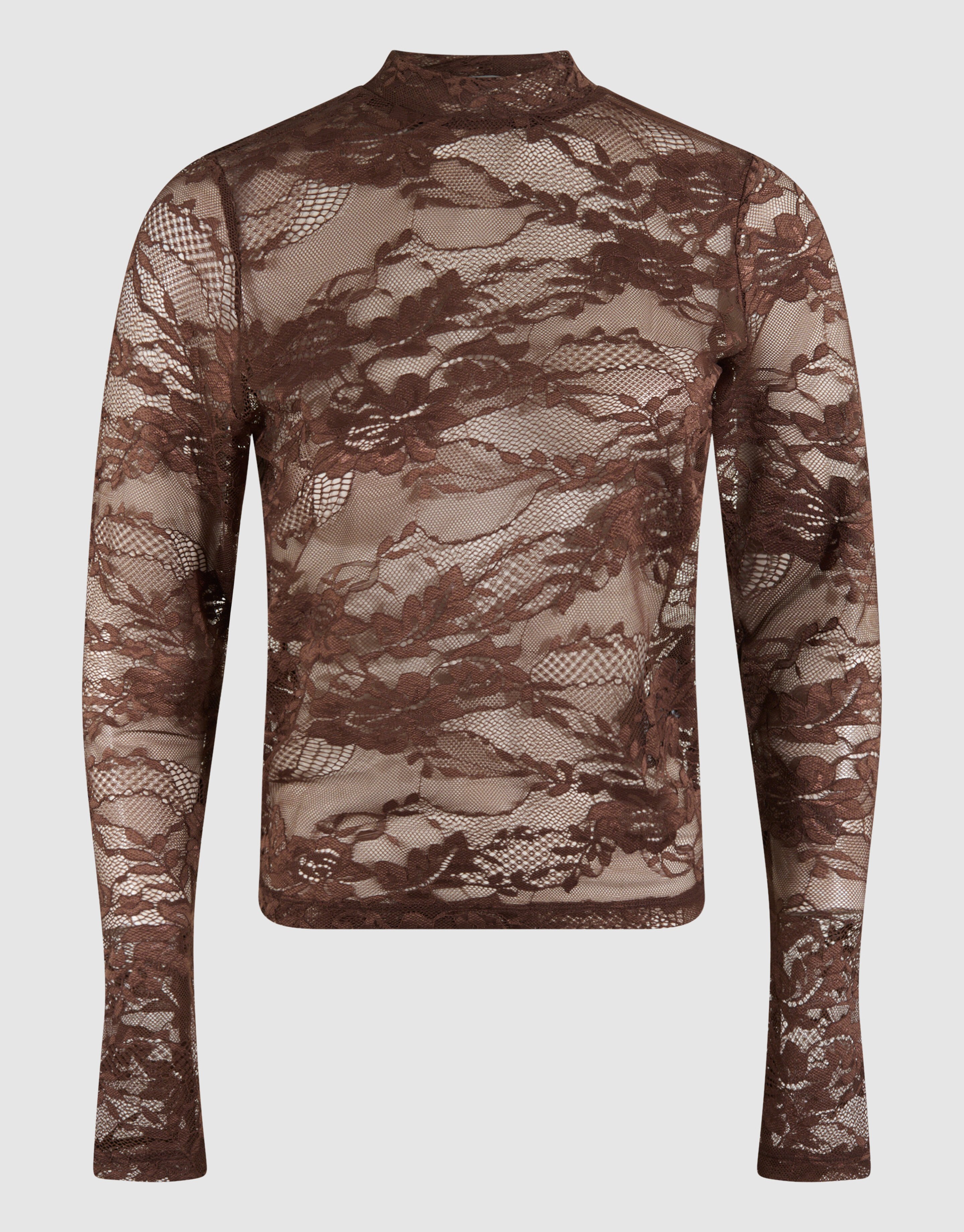 Flower Kanten Top Donkerbruin SHOEBY WOMEN