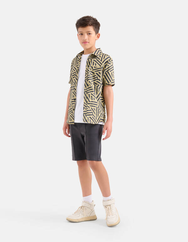 Geometrisch Overhemd Zand SHOEBY BOYS