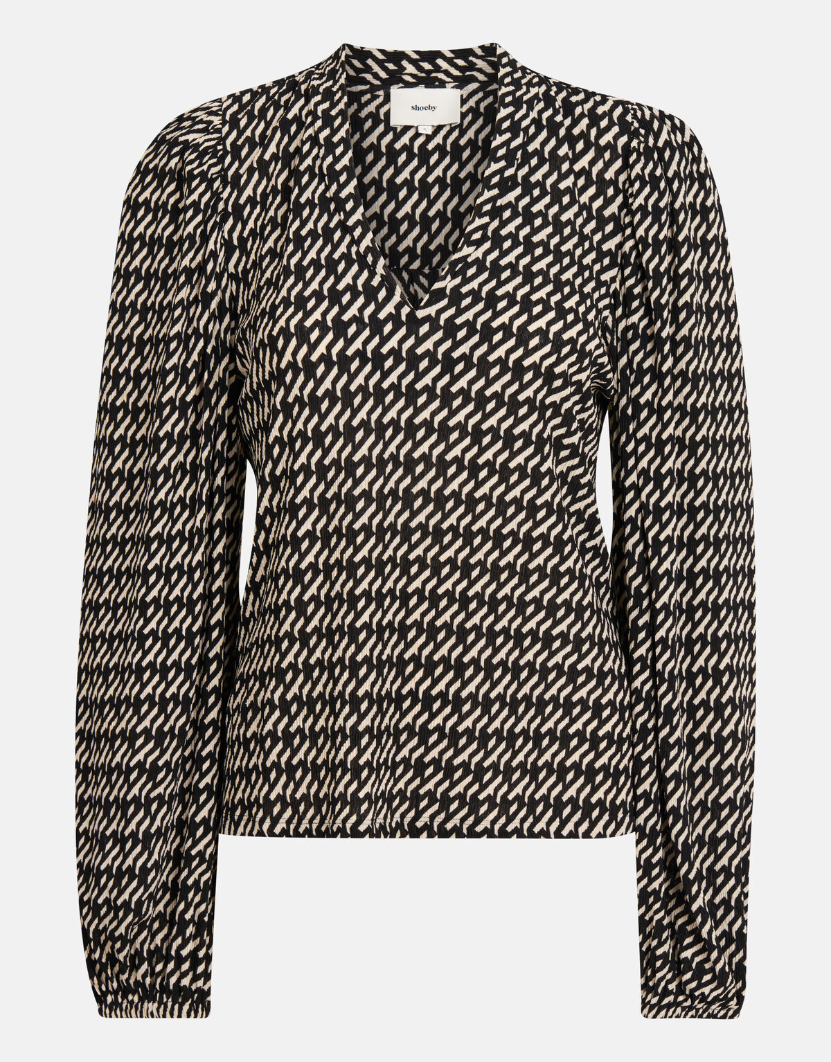 Grafische Crinkle Top Zwart SHOEBY WOMEN