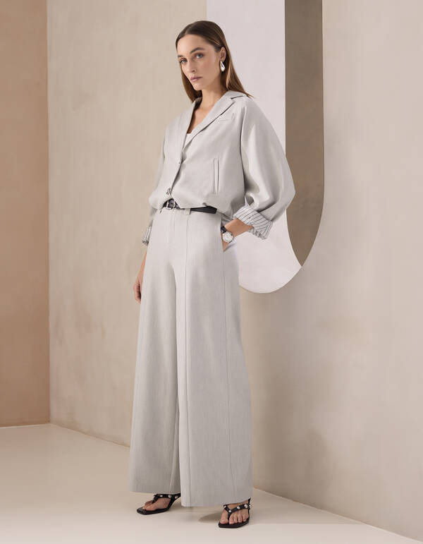 Wide Leg Fit Broek Lichtgrijs By Mieke SHOEBY WOMEN