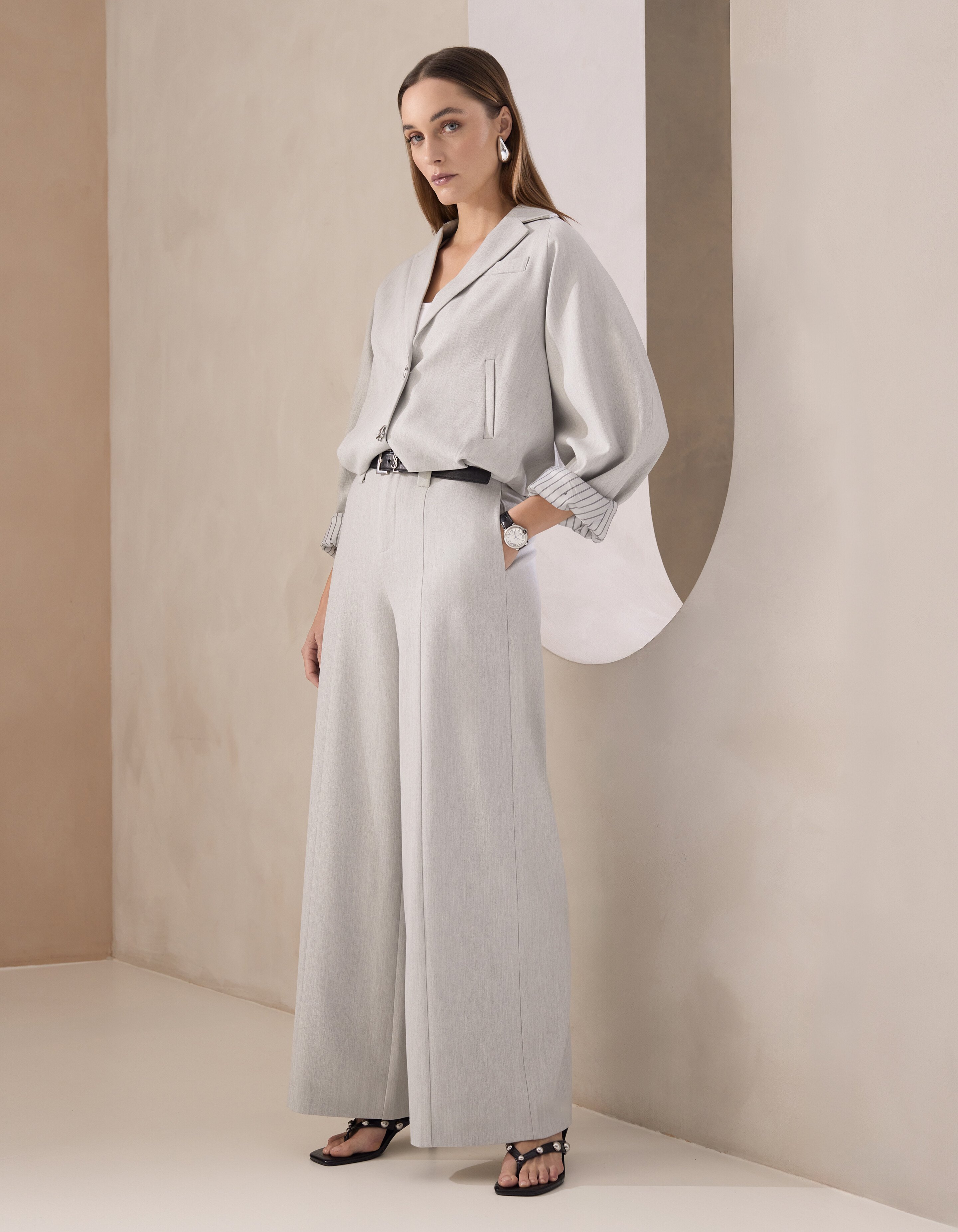 Wide Leg Fit Broek Lichtgrijs By Mieke SHOEBY WOMEN