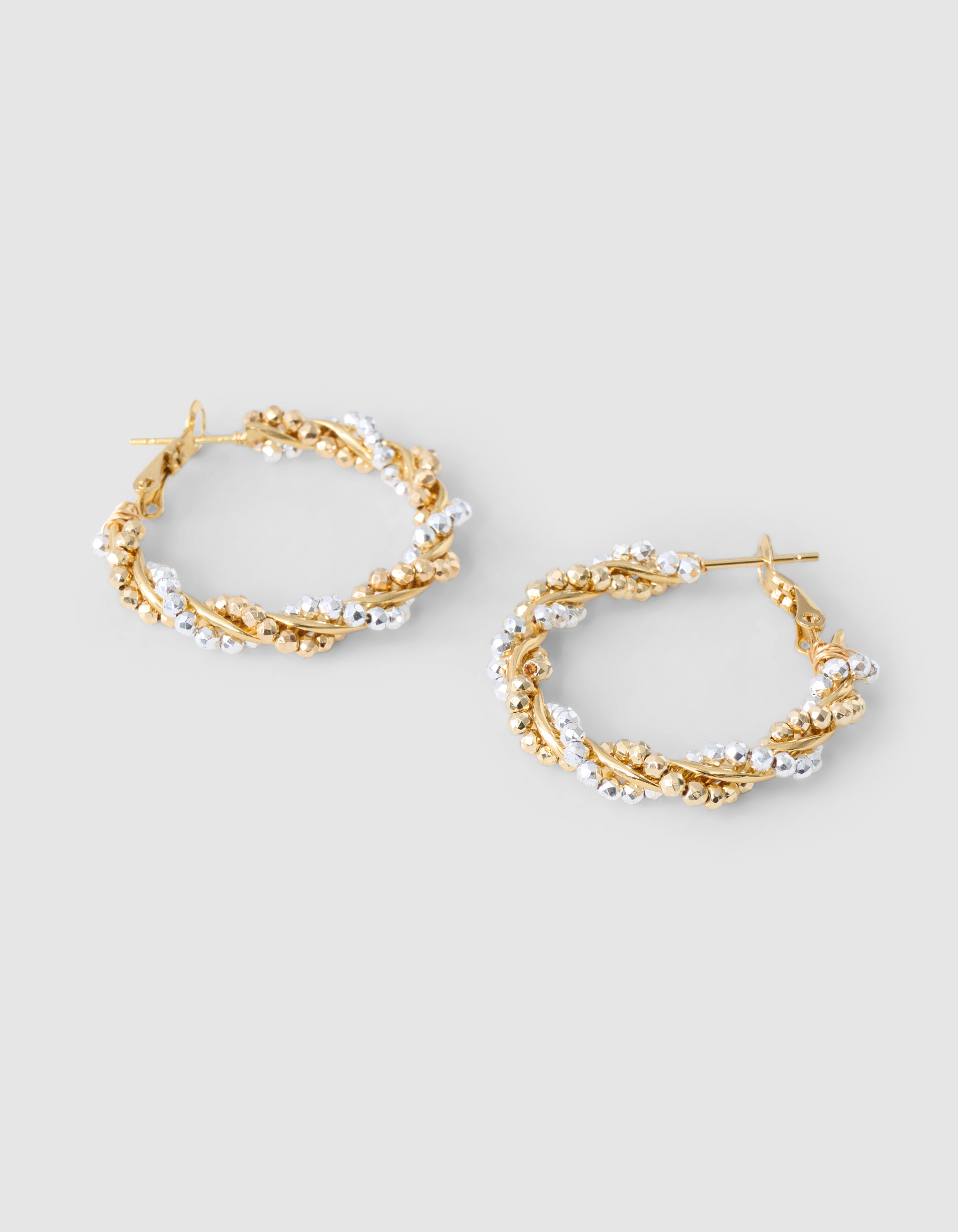 Twisted Beaded Hoop Oorbellen Goud SHOEBY ACCESSOIRES