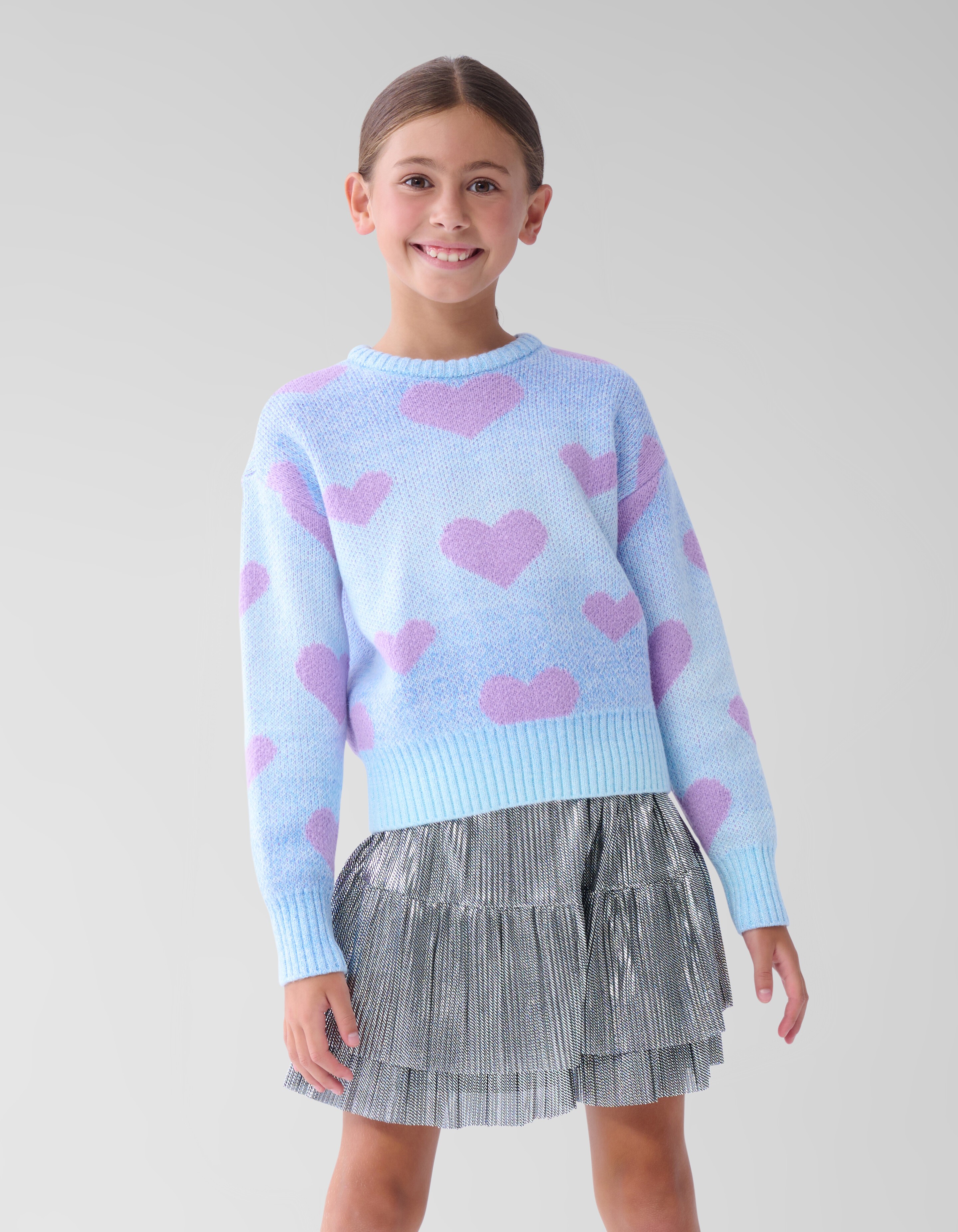 Heart Printed Degrade Trui Blauw SHOEBY GIRLS
