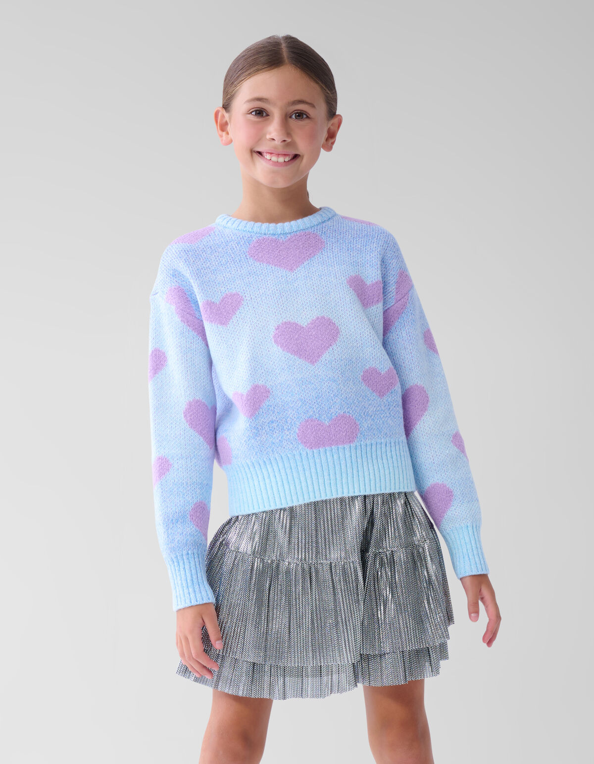 Heart Printed Degrade Trui Blauw SHOEBY GIRLS