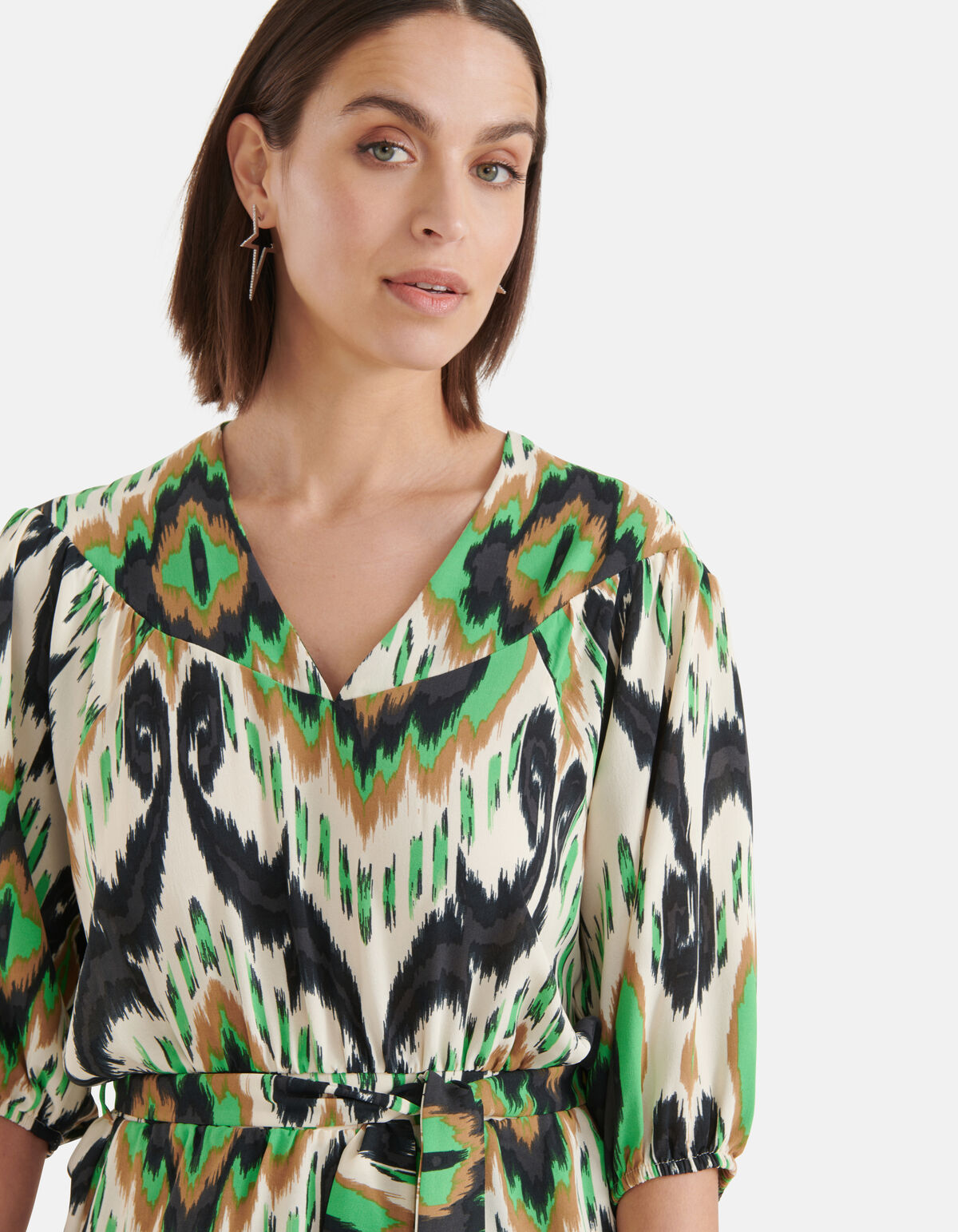 Grafische Print Jurk Groen SHOEBY WOMEN