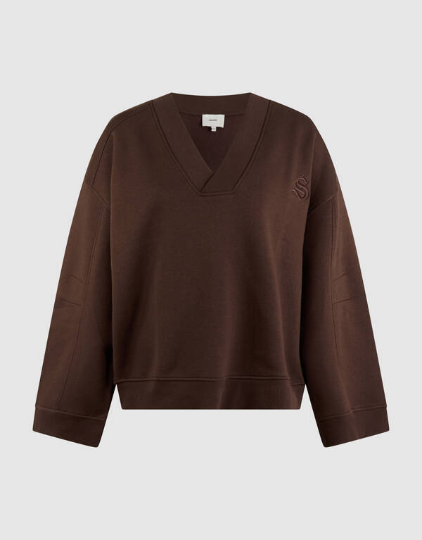 Oversized V-hals Sweater Donkerbruin SHOEBY WOMEN