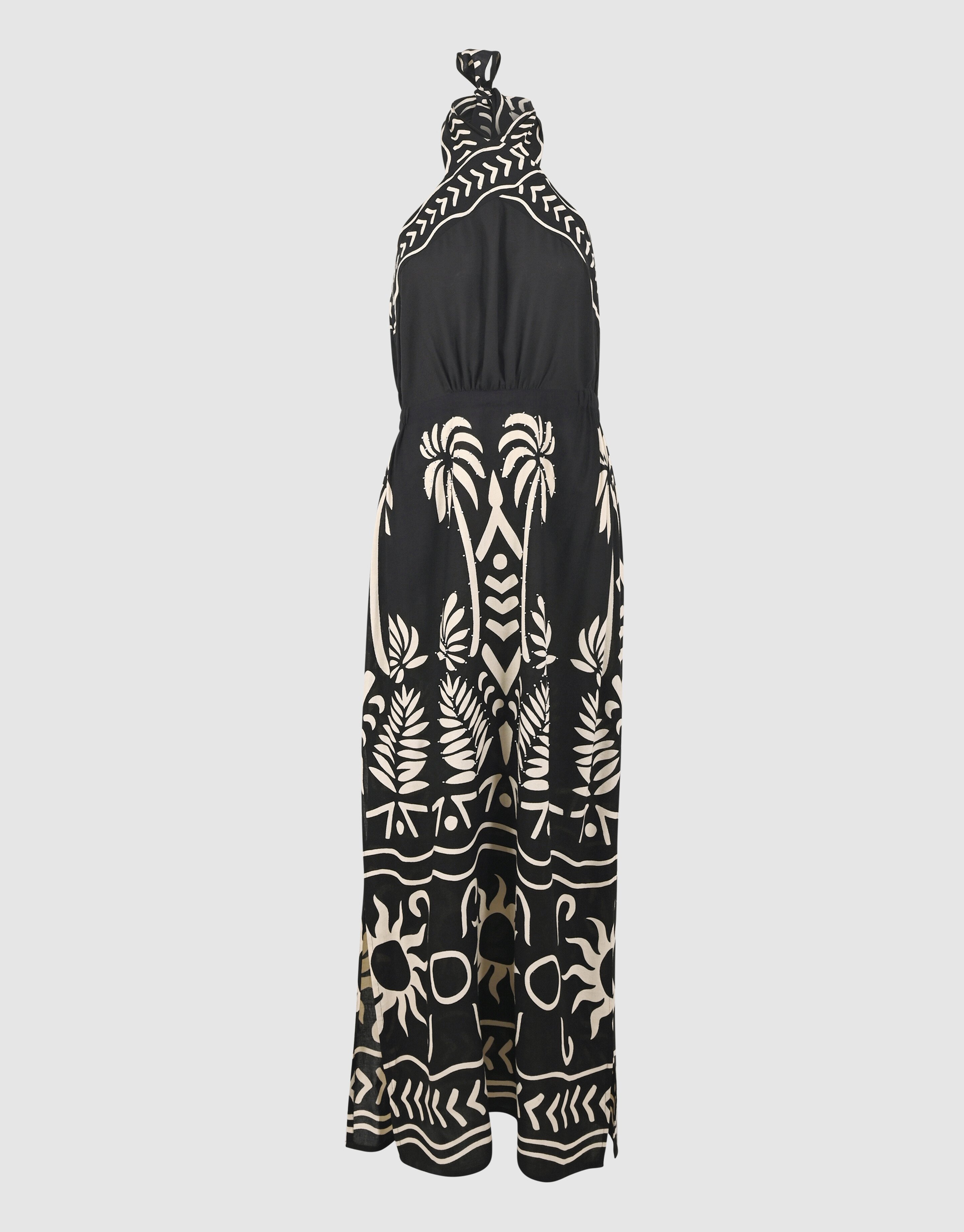 Printed Maxi Halter Jurk Zwart SHOEBY WOMEN