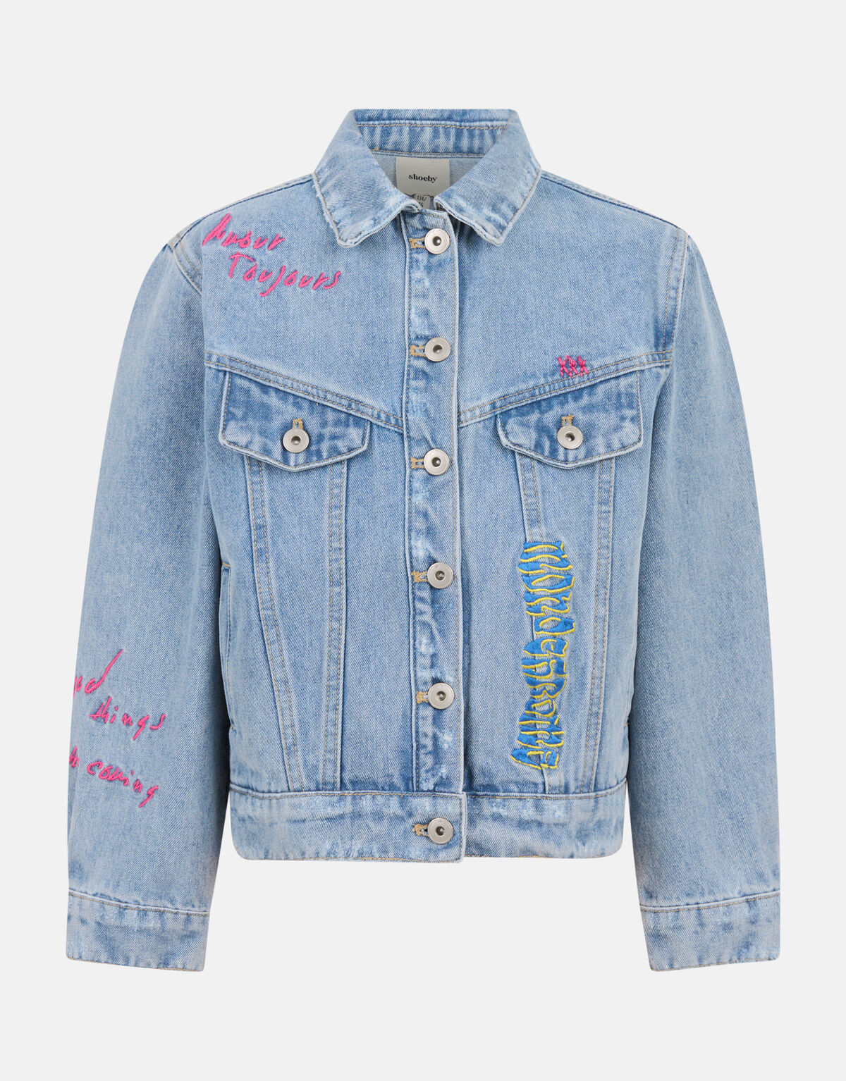 Geborduurd Denim Jack Bleached SHOEBY GIRLS