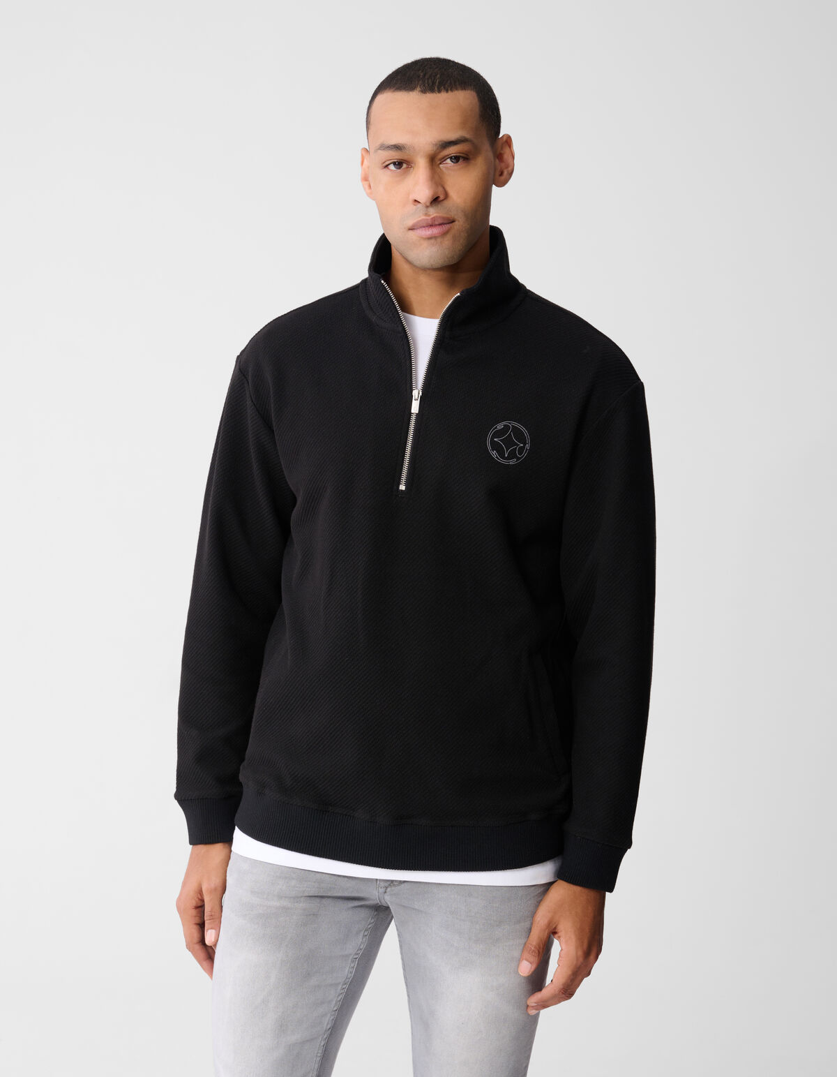 Half Zip Keper Sweater Zwart SHOEBY MEN