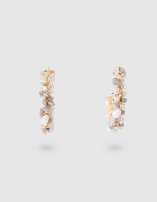 Beaded Parel Hoop Oorbellen Grijs SHOEBY ACCESSOIRES
