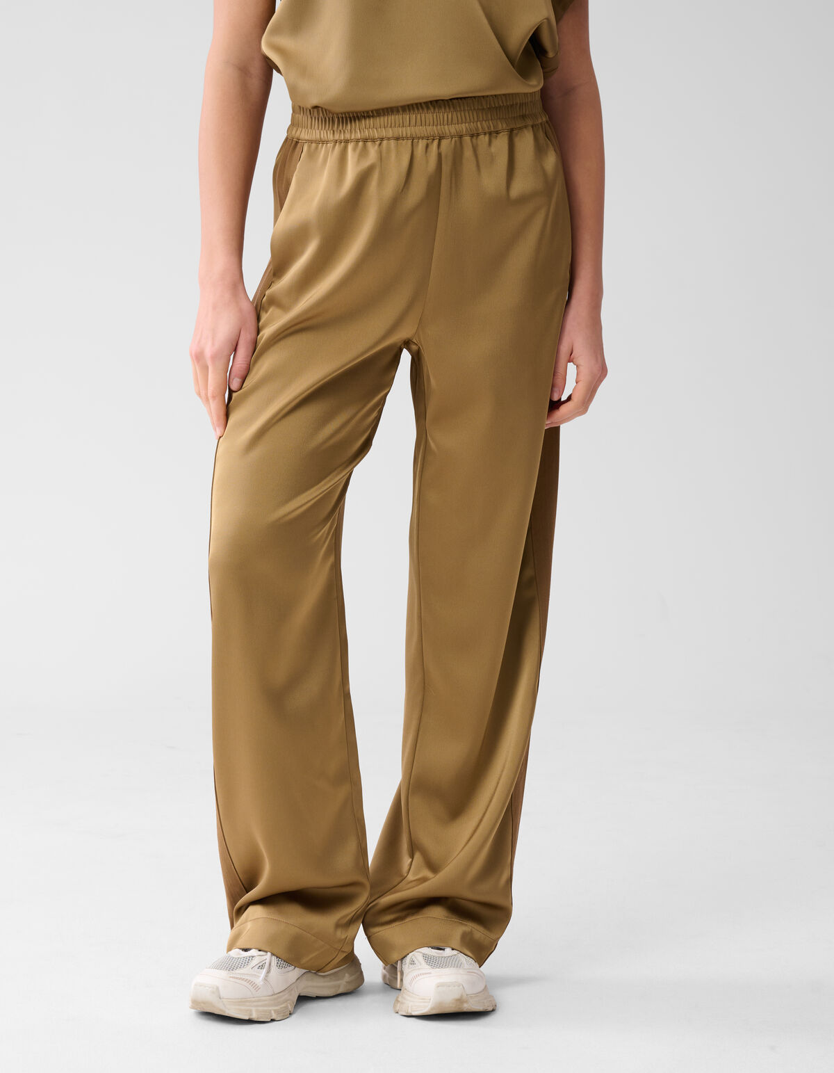 Satijnen Wide Leg Broek Camel SHOEBY WOMEN