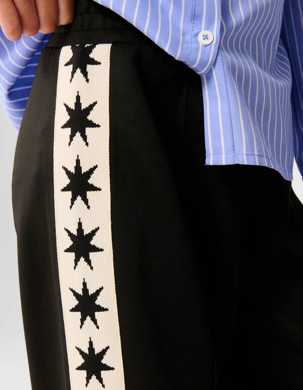 Sporty Ster Wide Leg Broek Zwart SHOEBY GIRLS