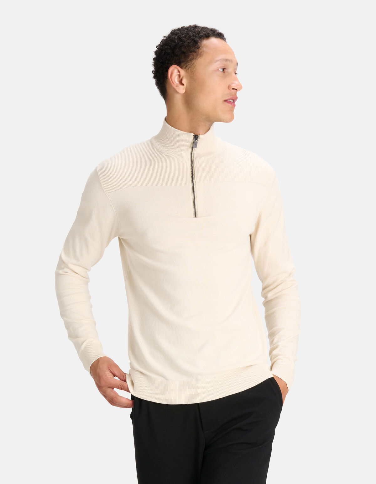 Zipper Trui Offwhite SHOEBY MEN