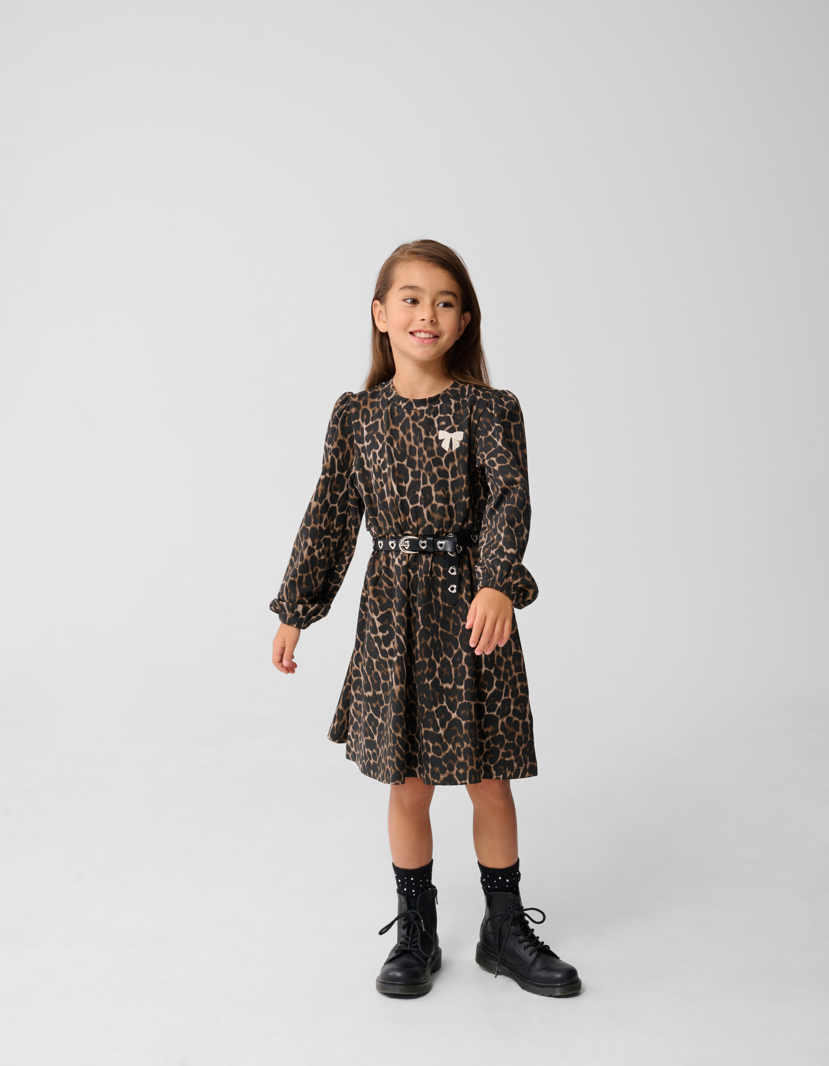 Printed Leopard Jurk Bruin SHOEBY GIRLS