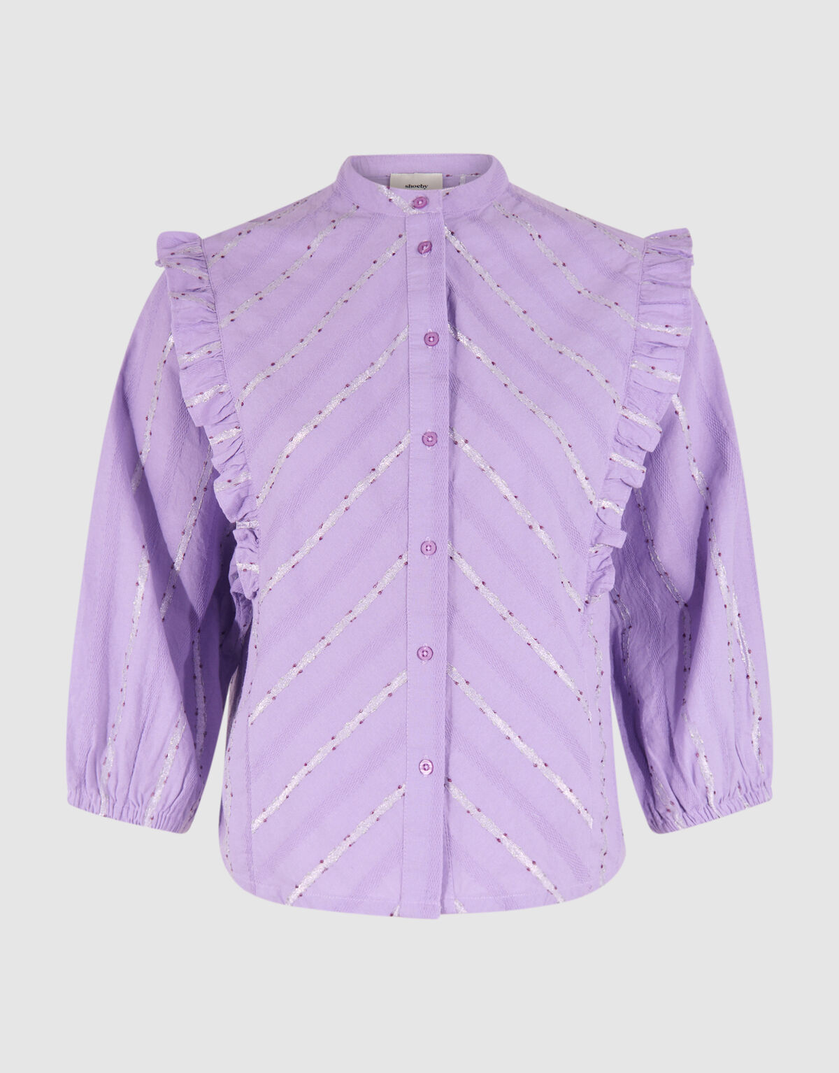 Jacquard Ruffle Blouse Lichtpaars SHOEBY WOMEN