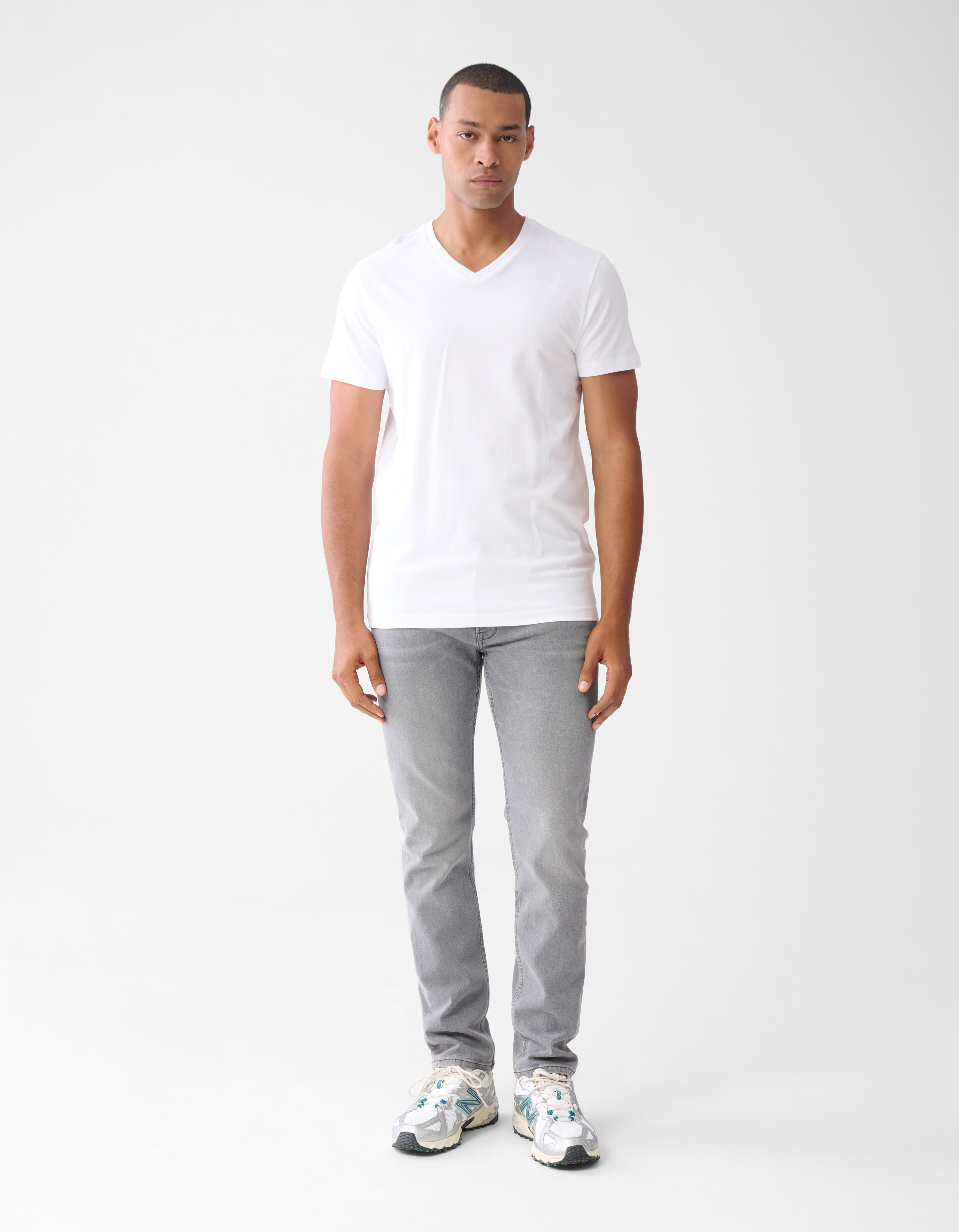Basis V-hals T-shirt Wit SHOEBY MEN