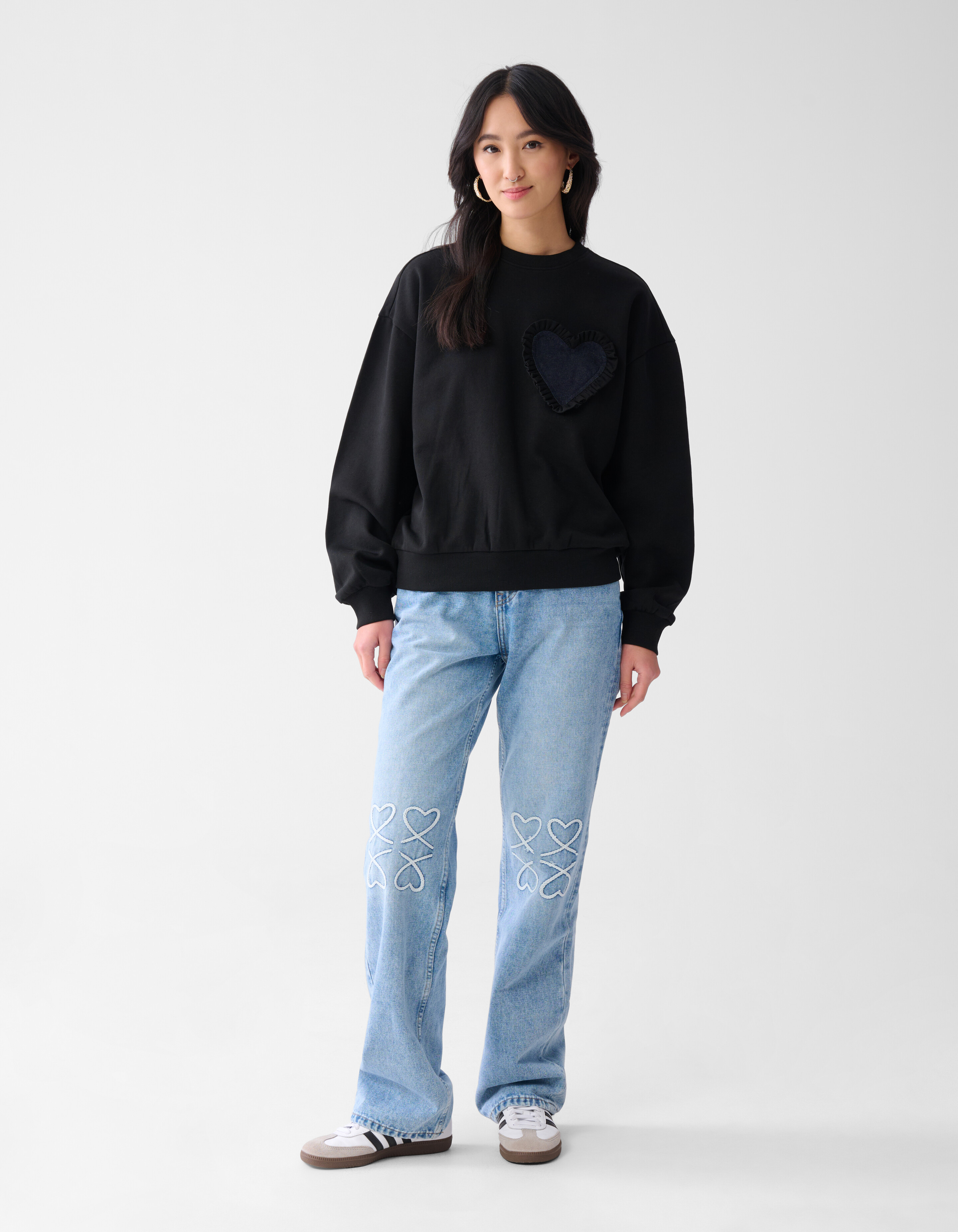 Denim Patch Sweater Zwart SHOEBY WOMEN