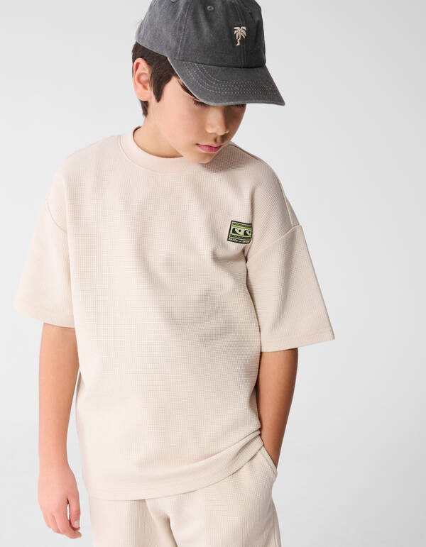 Structuur T-shirt Beige SHOEBY BOYS