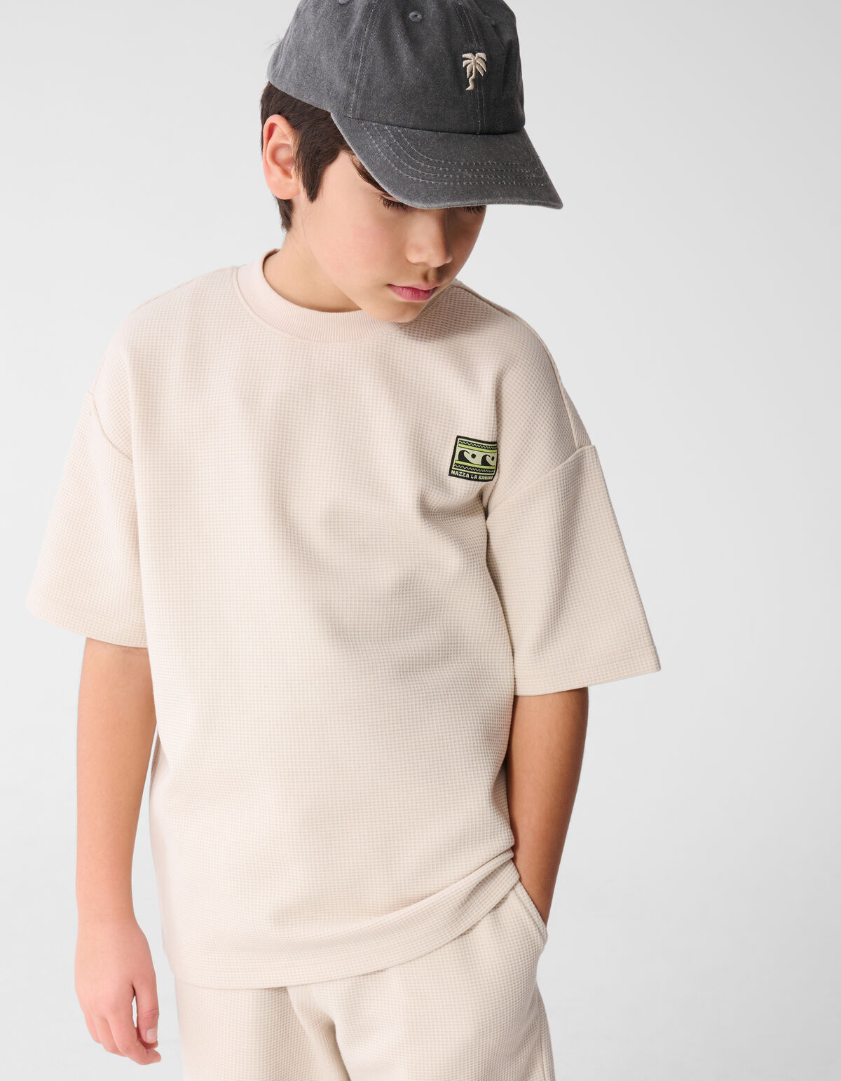 Structuur T-shirt Beige SHOEBY BOYS