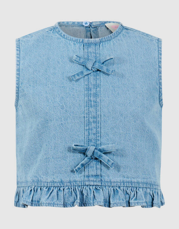 Cropped Ruffle Blouse Blauw SHOEBY GIRLS