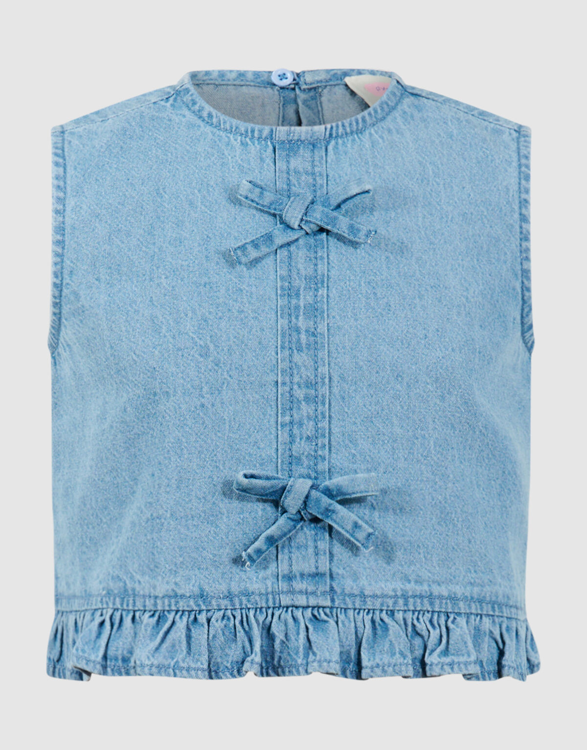 Cropped Ruffle Blouse Blauw SHOEBY GIRLS