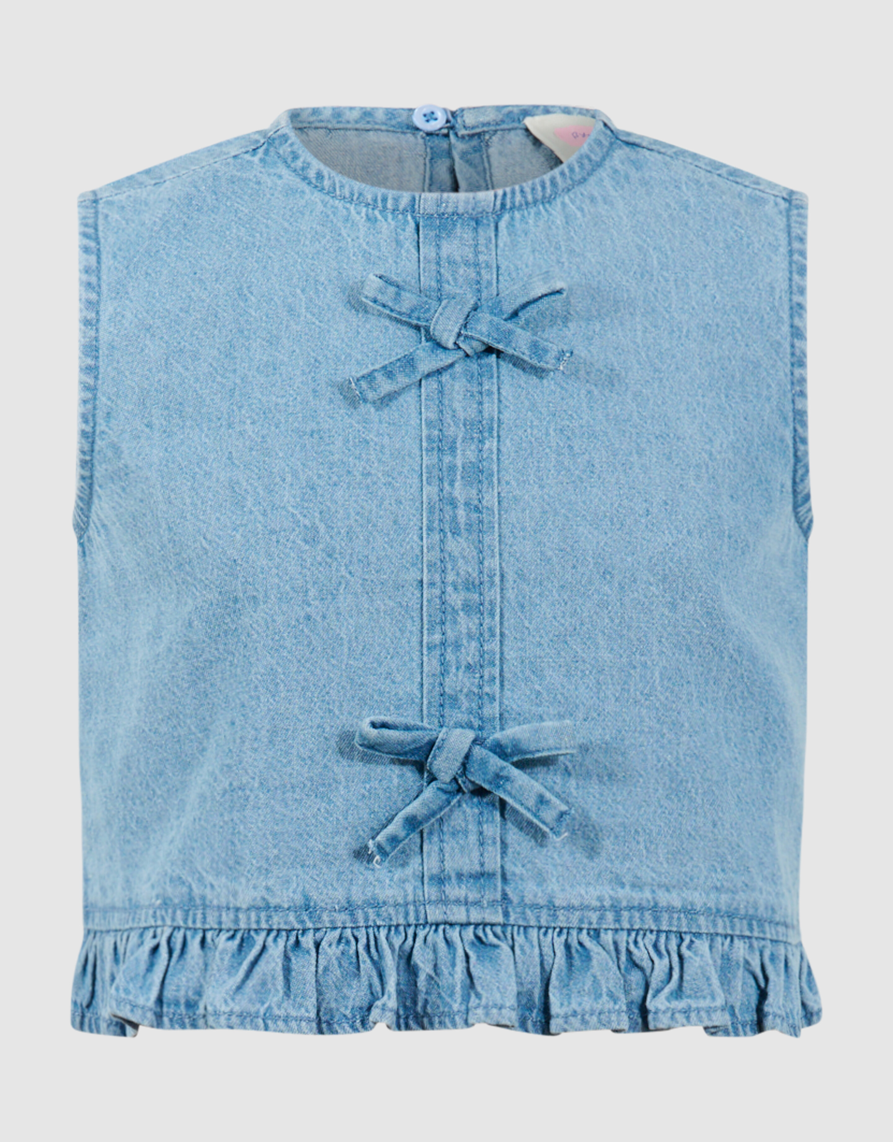 Cropped Ruffle Blouse Blauw SHOEBY GIRLS