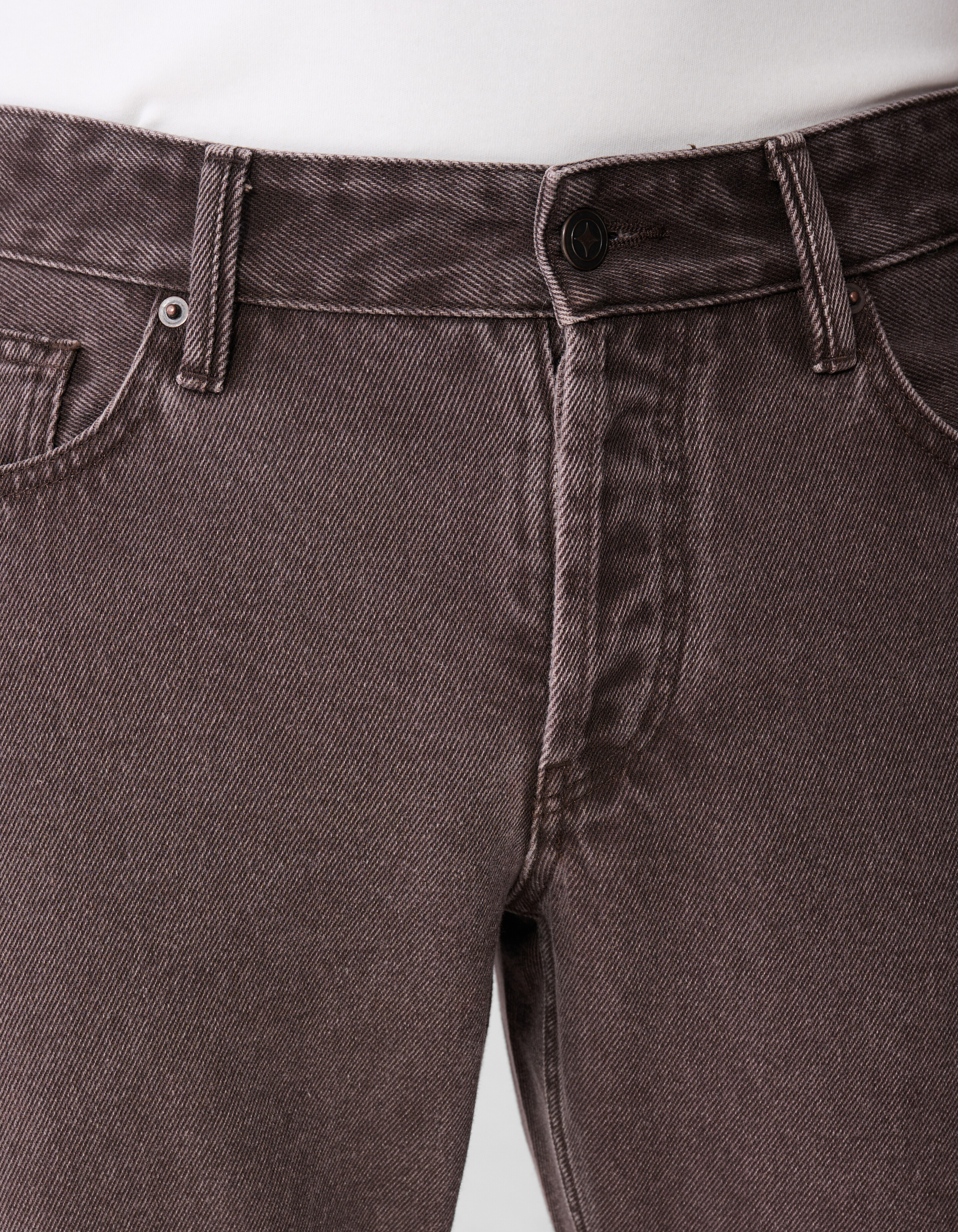 Straight Fit Broek Washed Donkerbruin SHOEBY MEN