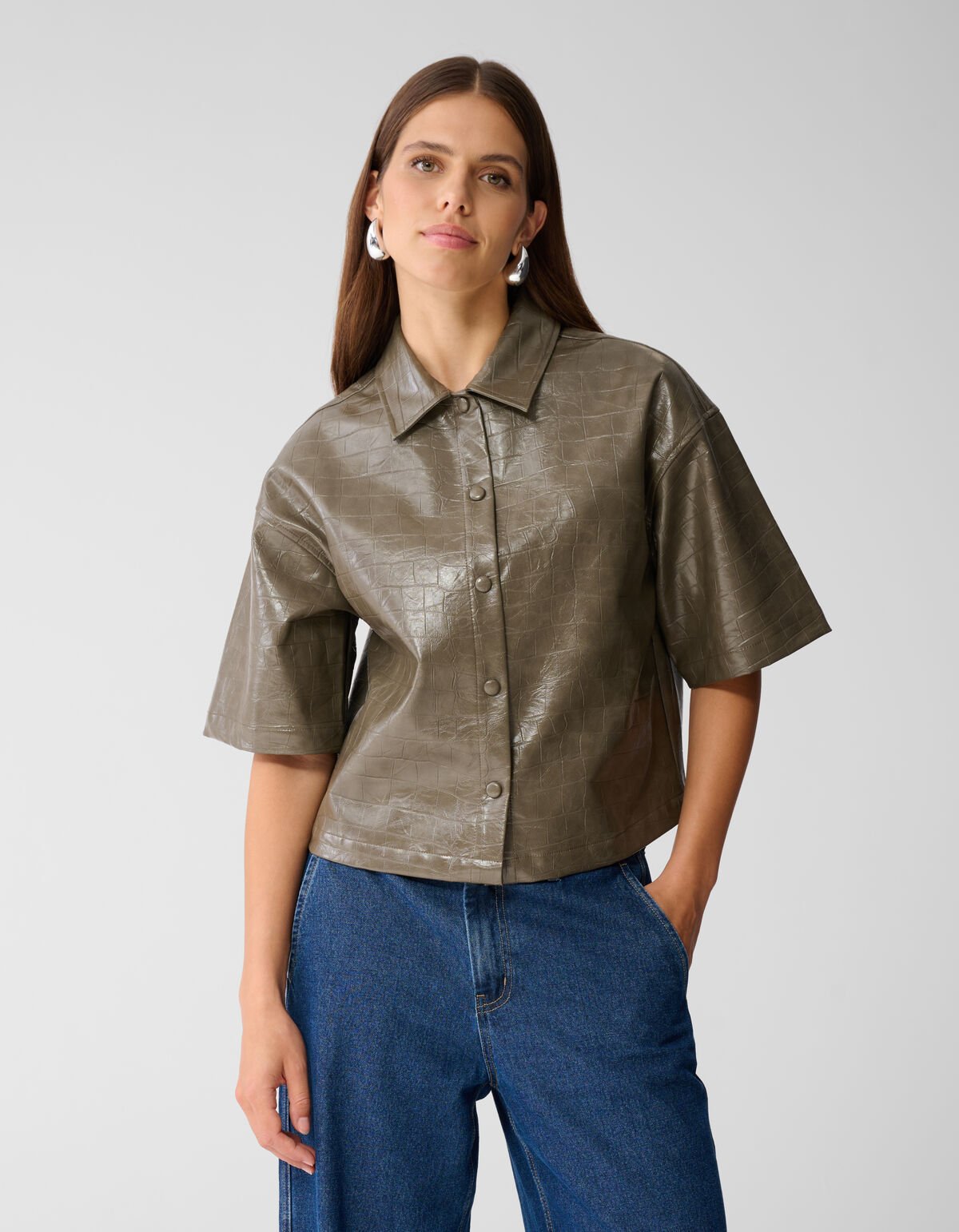 Croco Blouse Donkergroen By Mieke SHOEBY WOMEN