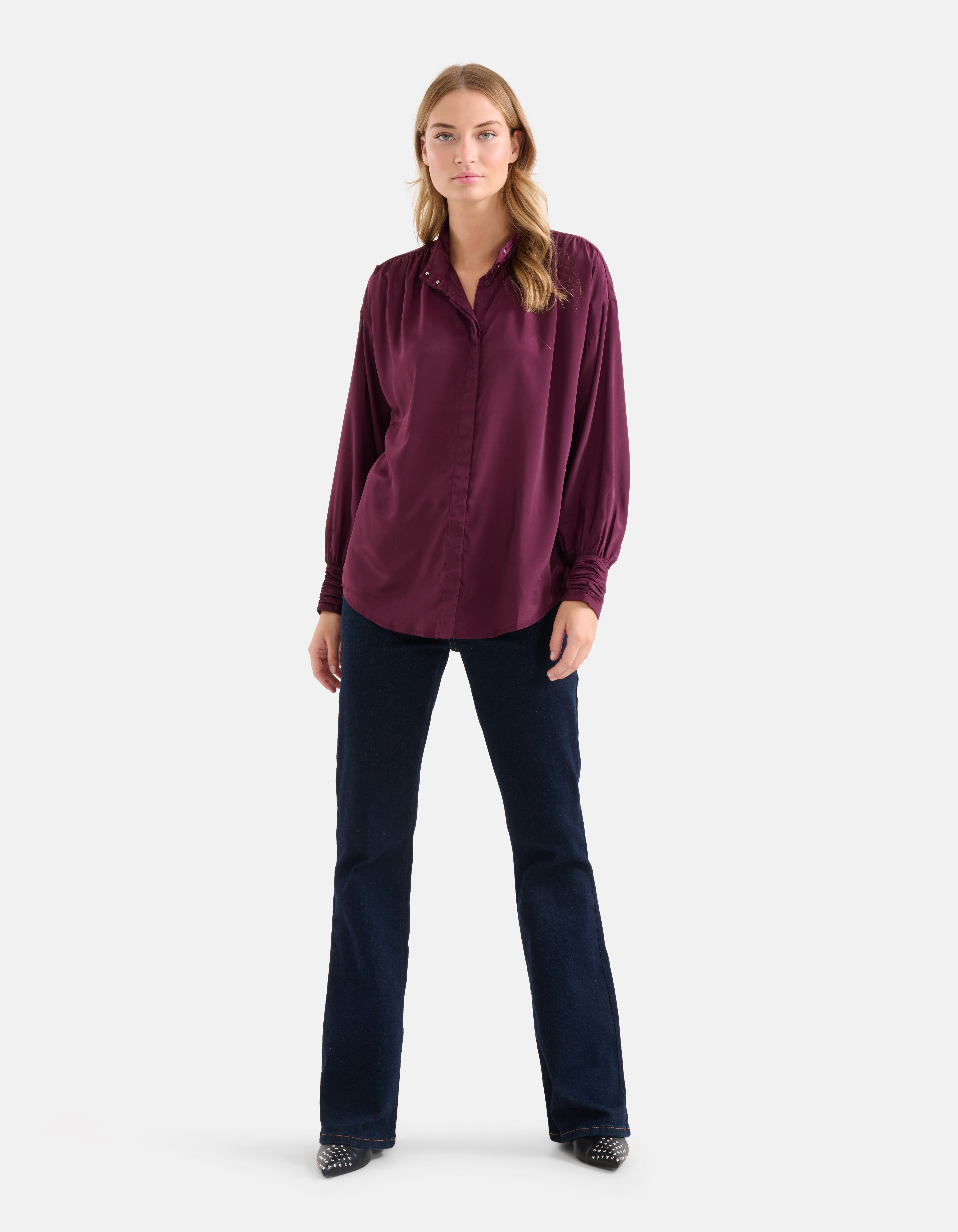 Satijnen Blouse Bordeaux Shoeby