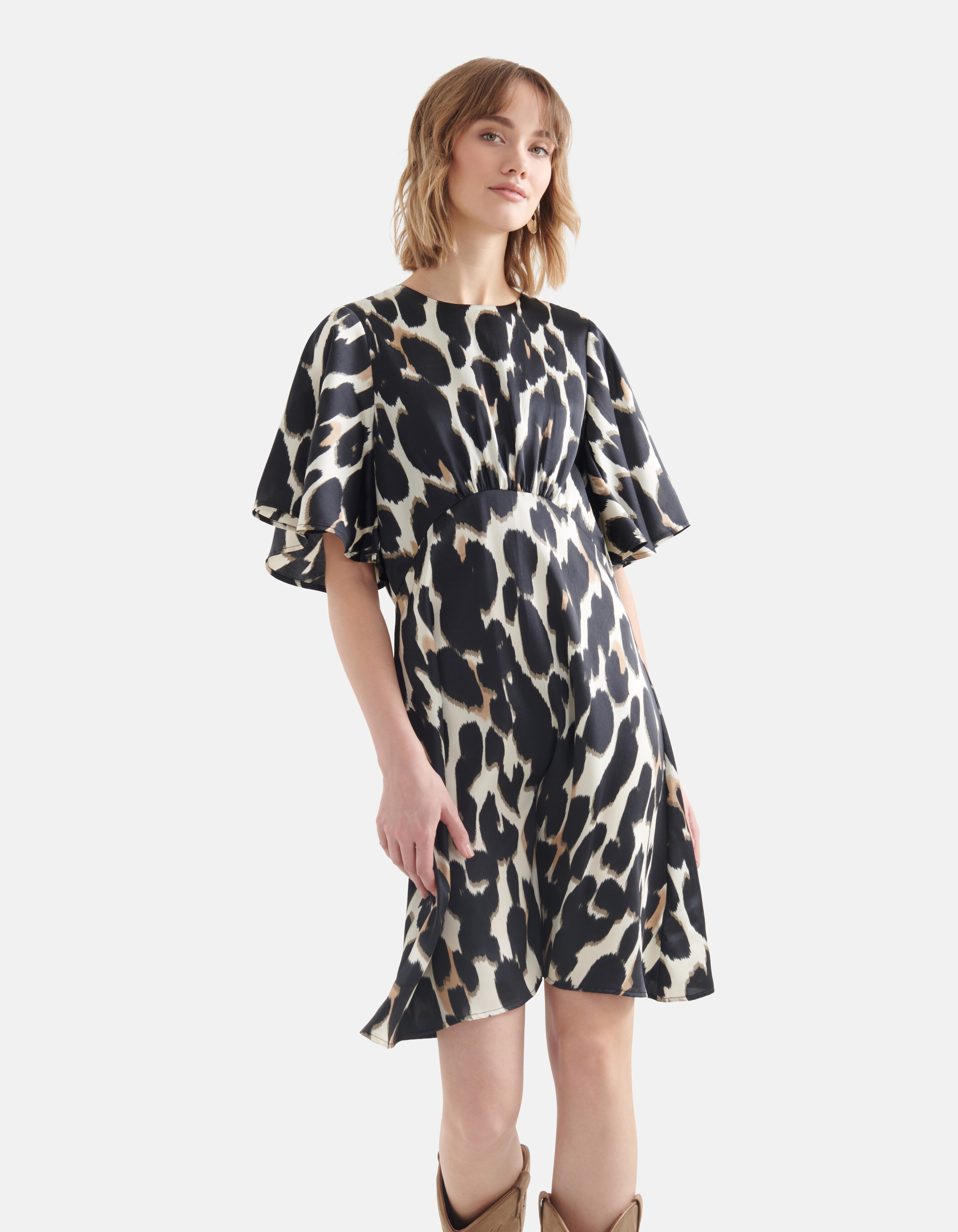 Leopard Midi Jurk Gebroken Wit SHOEBY WOMEN