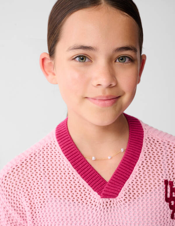 Gebreid Baseball T-shirt Roze SHOEBY GIRLS