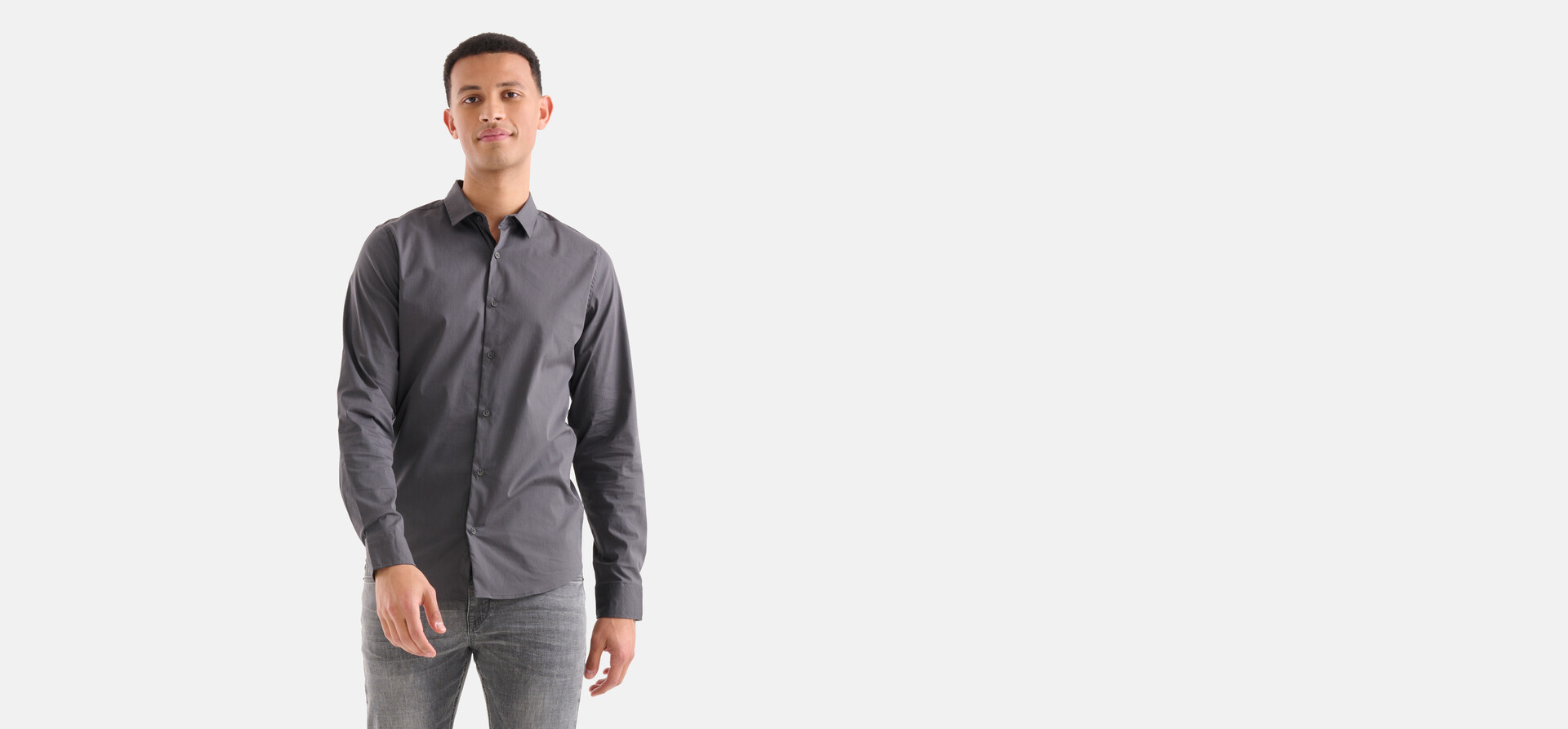Diagonaal Overhemd Donkergrijs SHOEBY MEN