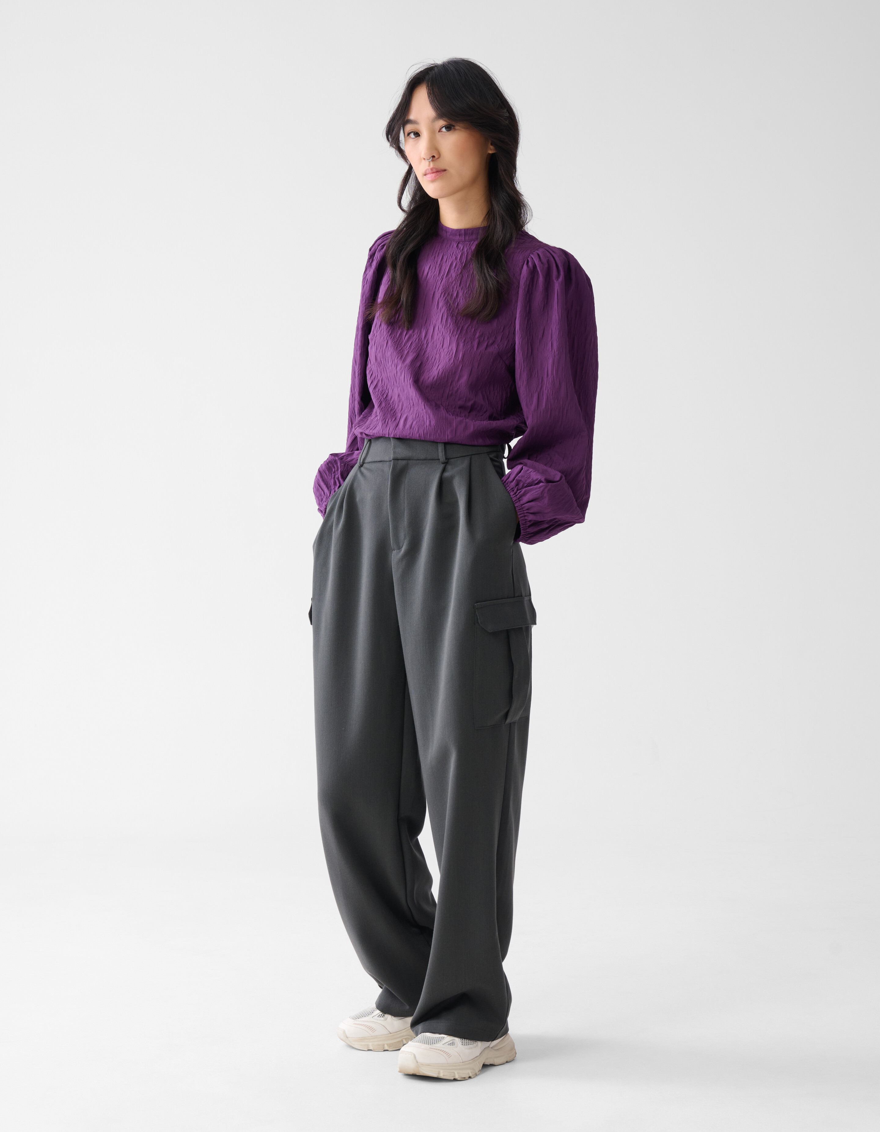 Cargo Wide Leg fit Broek Donkergrijs SHOEBY WOMEN