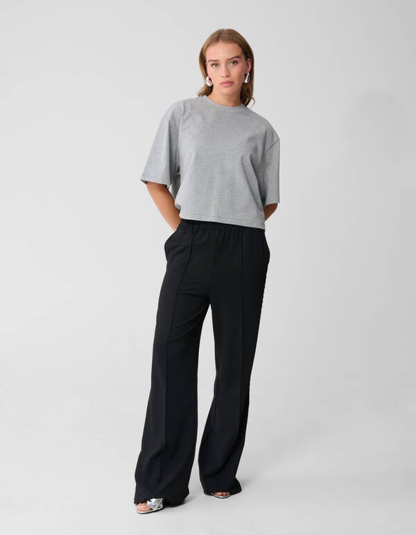 Cropped Boxy Fit T-shirt Lichtgrijs SHOEBY WOMEN