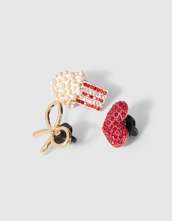 Popcorn Broche Set Rood SHOEBY ACCESSOIRES