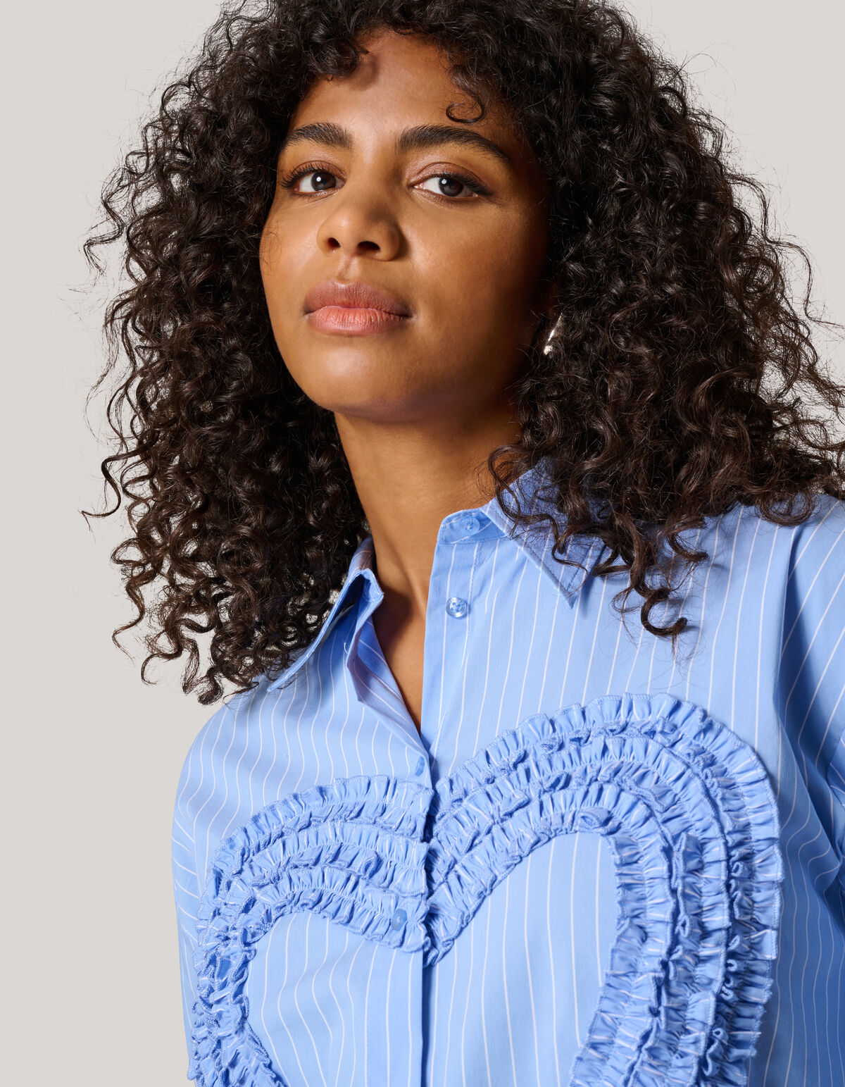 Heart Ruffle Blouse Blauw SHOEBY WOMEN