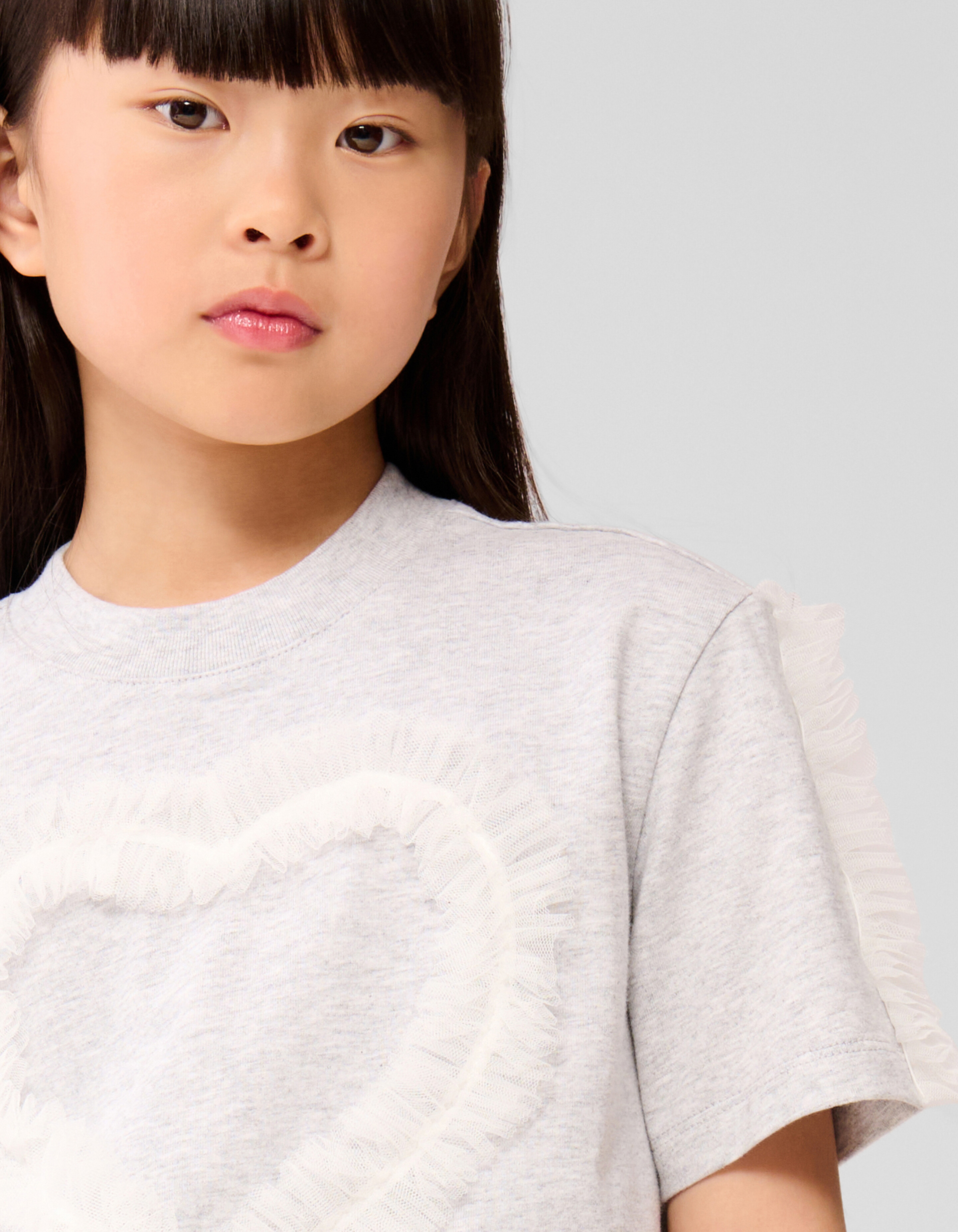 Mesh Heart T-shirt Lichtgrijs SHOEBY GIRLS