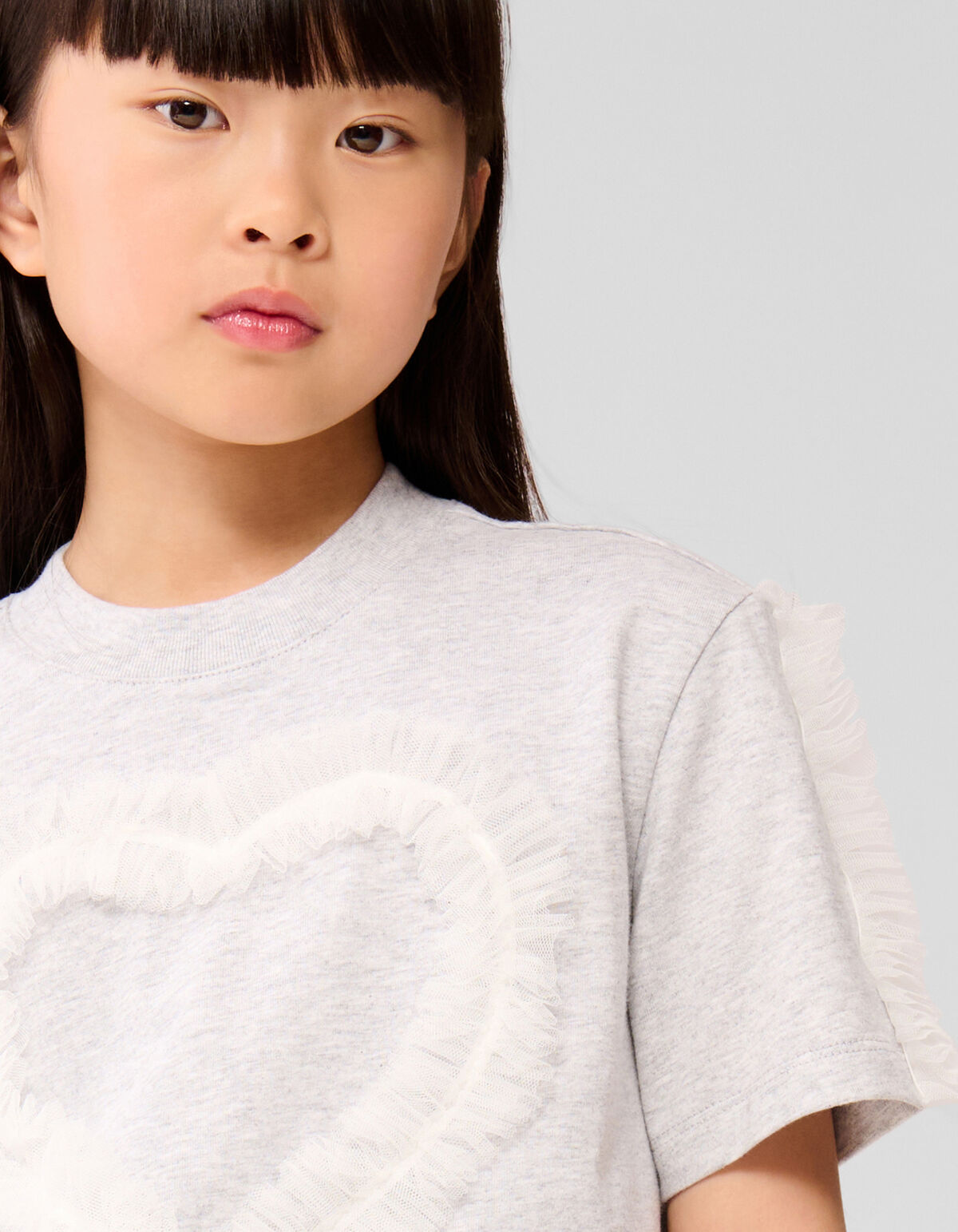 Mesh Heart T-shirt Lichtgrijs SHOEBY GIRLS
