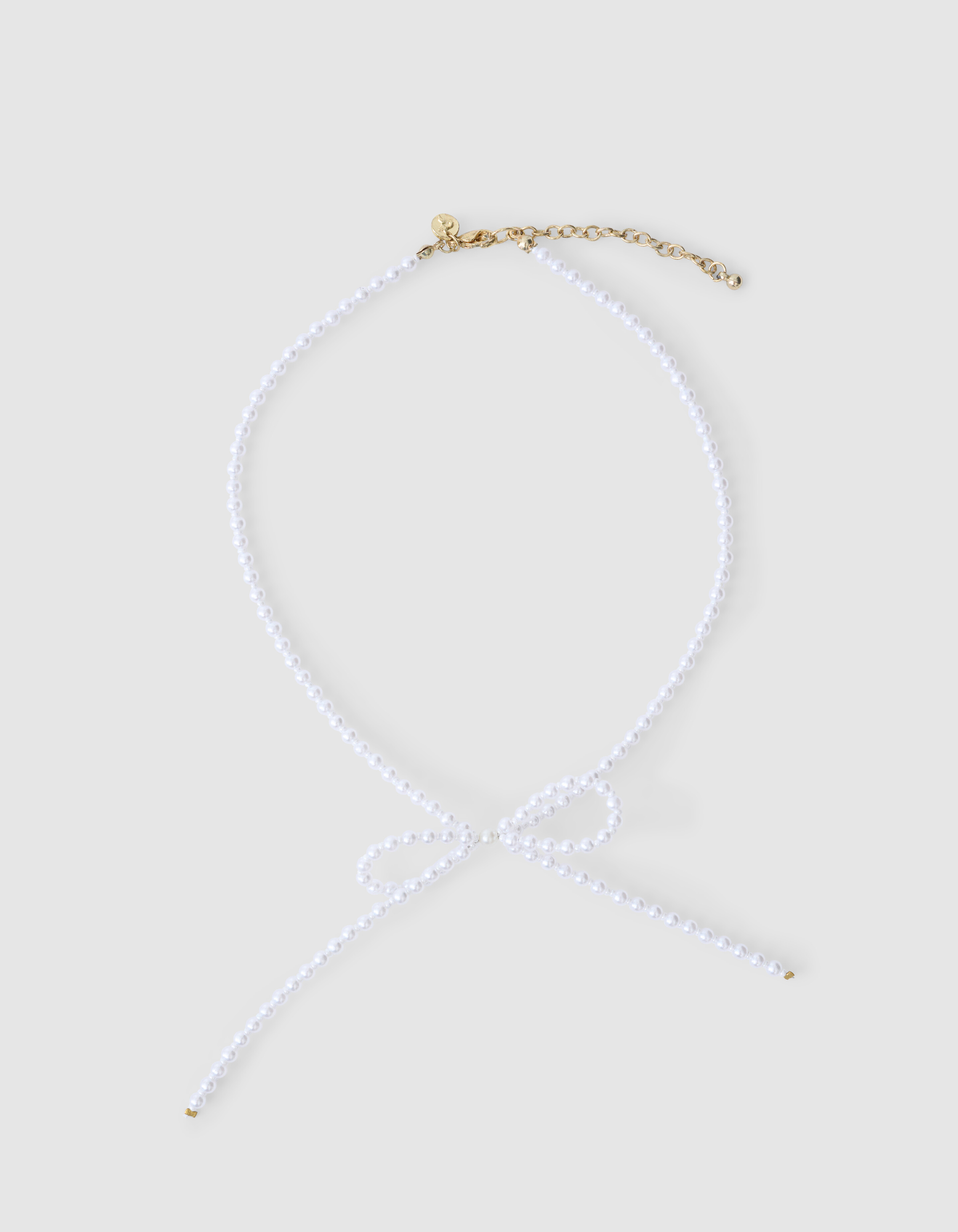 Beaded Strik Ketting Wit SHOEBY ACCESSOIRES