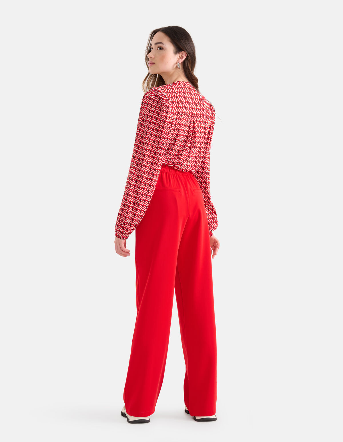 Grafische Crinkle Top Rood SHOEBY WOMEN