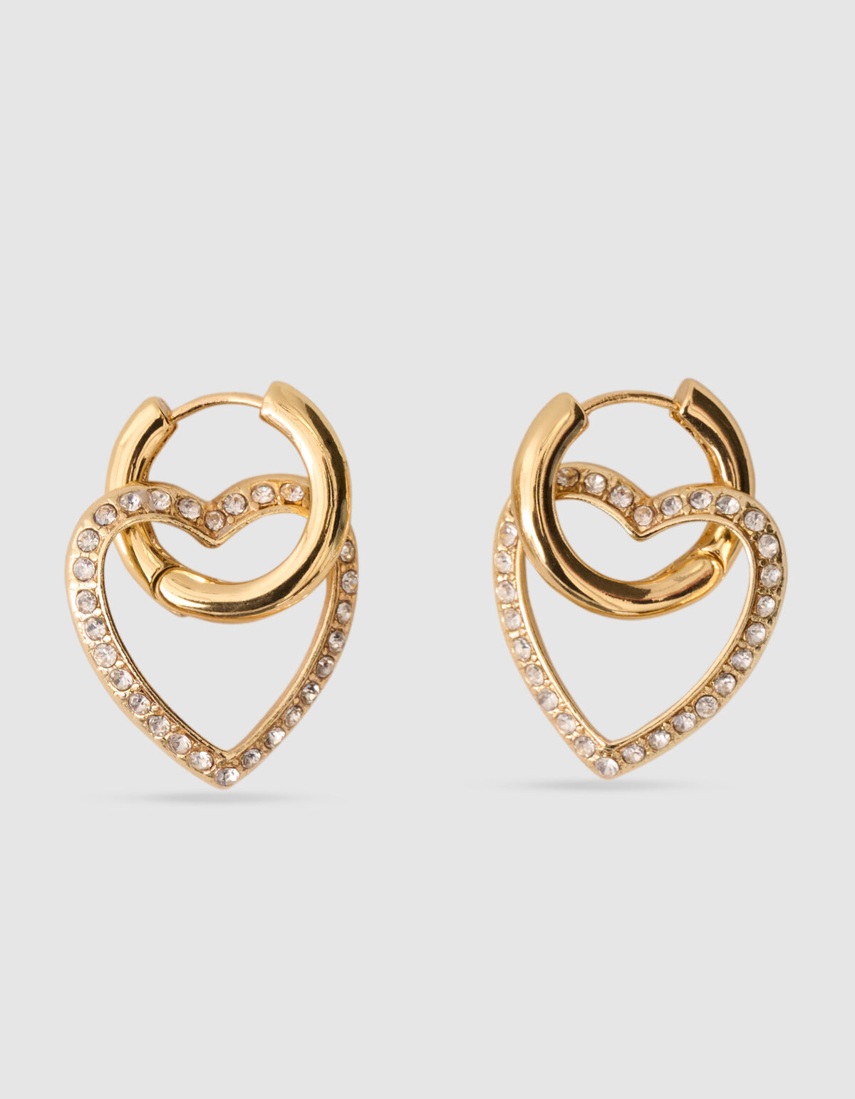 Strass Heart Hoop Oorbellen Goud SHOEBY ACCESSOIRES