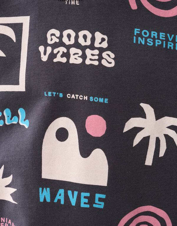 Summer Artwork T-shirt Donkergrijs SHOEBY BOYS