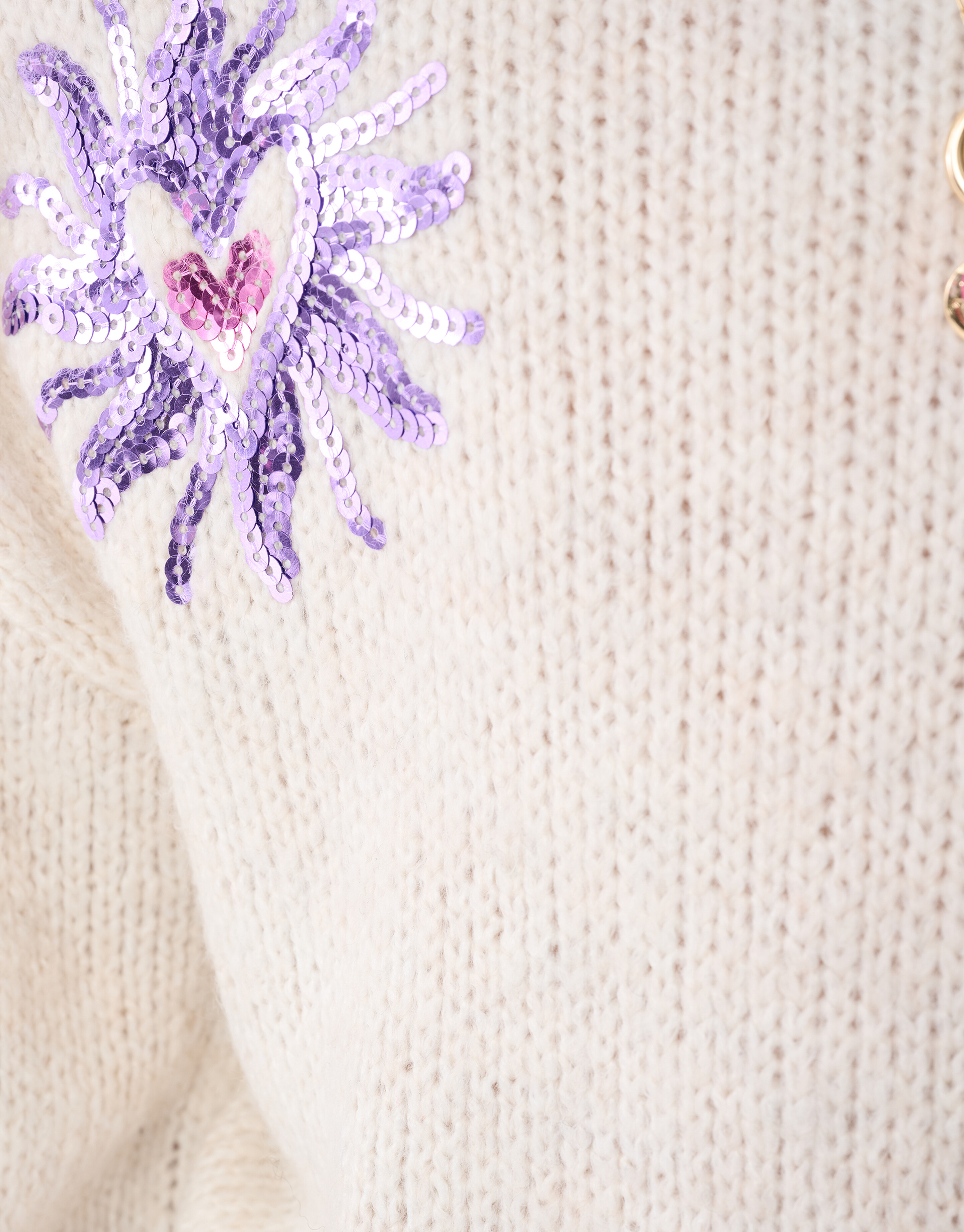 Sequin Gebreide Trui Gebroken Wit SHOEBY GIRLS