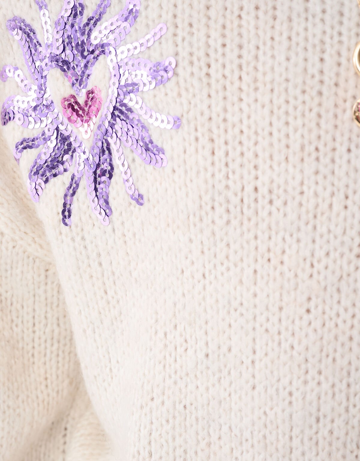 Sequin Gebreide Trui Gebroken Wit SHOEBY GIRLS