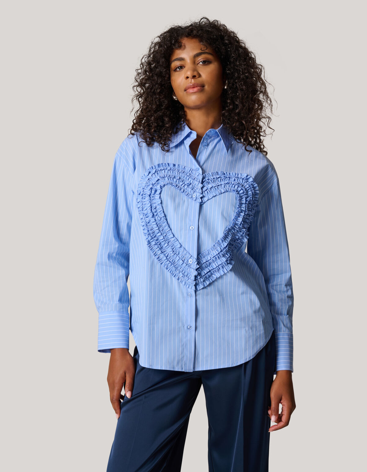 Heart Ruffle Blouse Blauw SHOEBY WOMEN