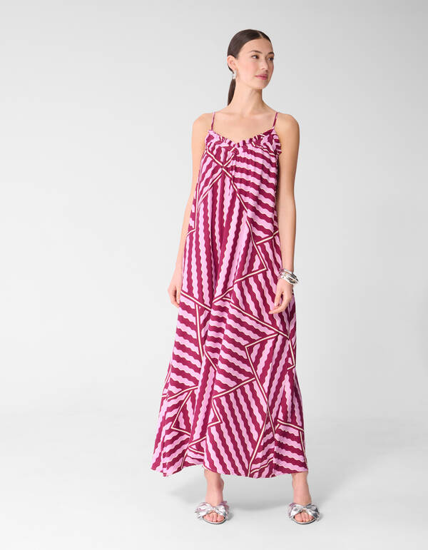 Wavy Printed Maxi Jurk Roze/Paars SHOEBY WOMEN